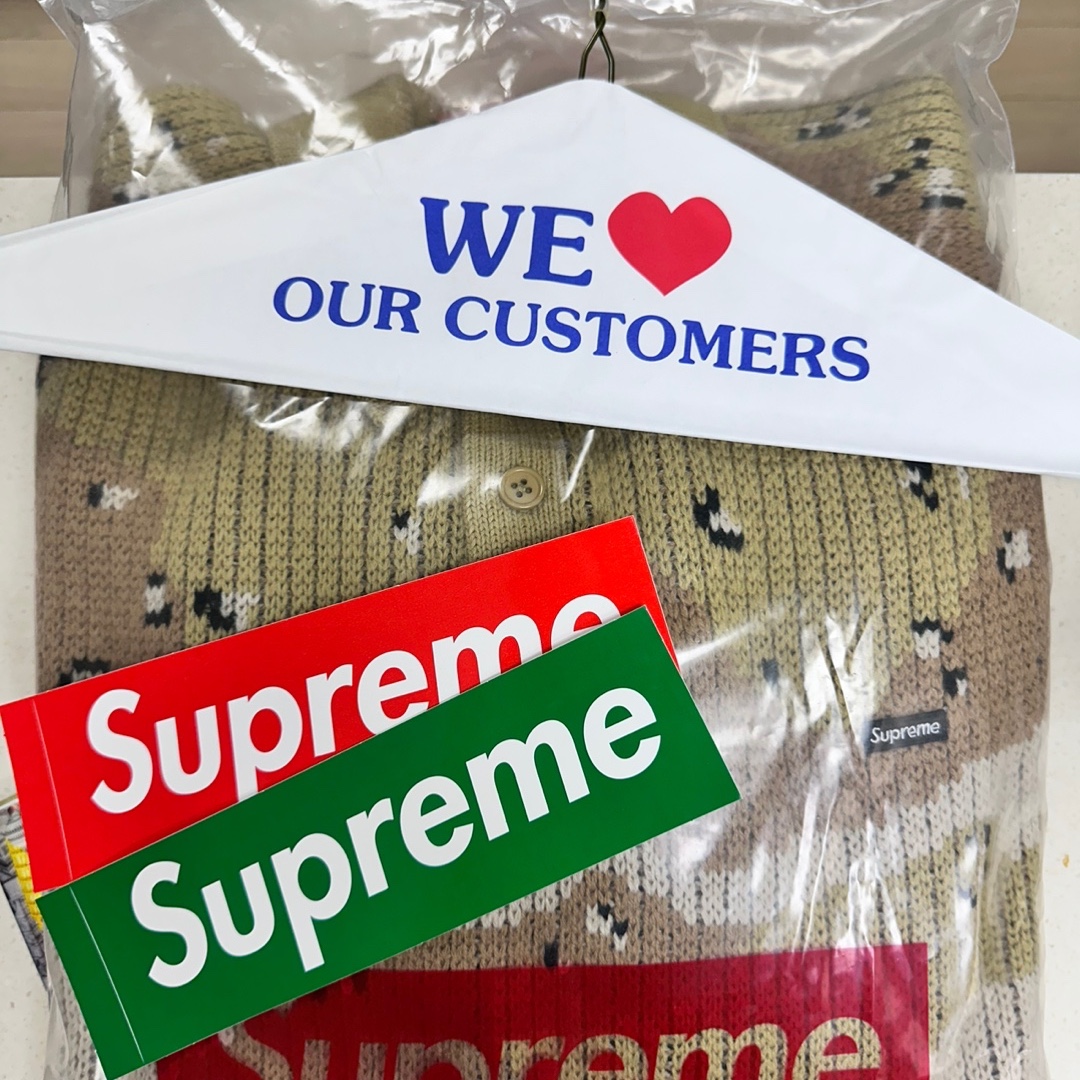 Supreme Small Box Polo Sweater Desert Camo - 24FW 착용 스타일