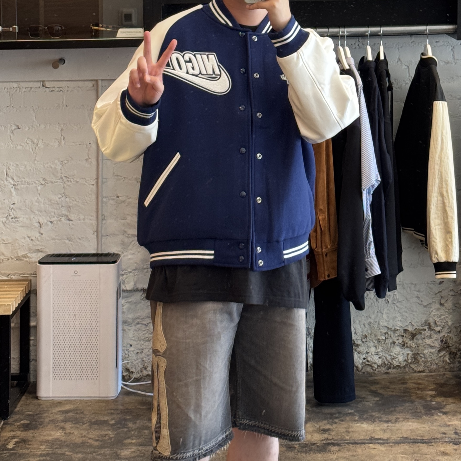Nike x Nigo Varsity Jacket Blue Void (FV5670-492) 착용 스타일