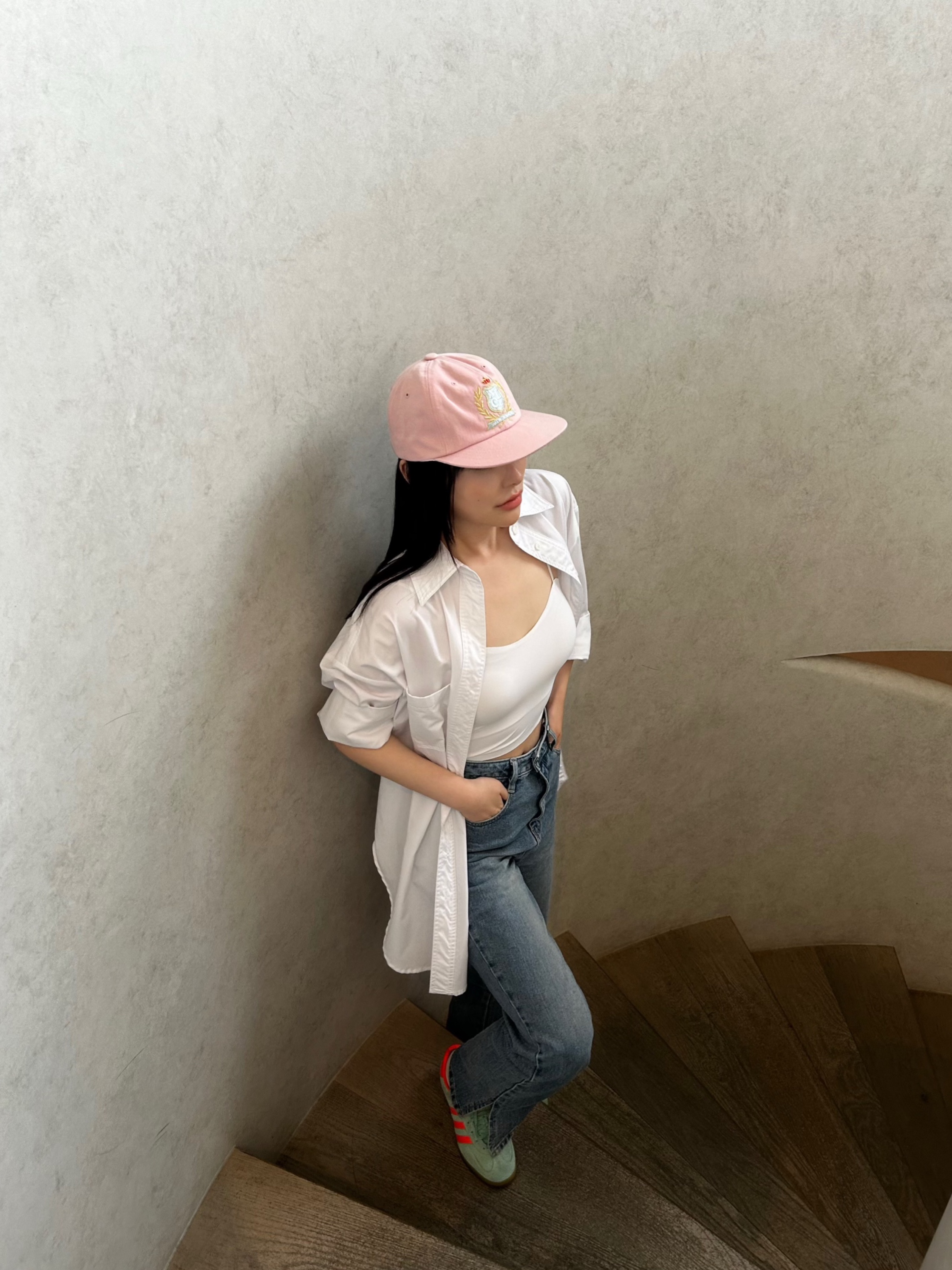 Allincomplete ALCP High School Cap Mute Pink 착용 스타일 - 2