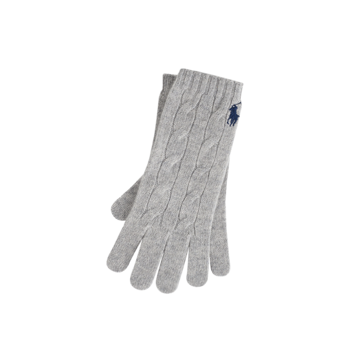 KW4DGV1RLK0GY [30%적립] Polo Ralph Lauren Women Cable Knit Wool Cashmere Gloves Grey - 24FW