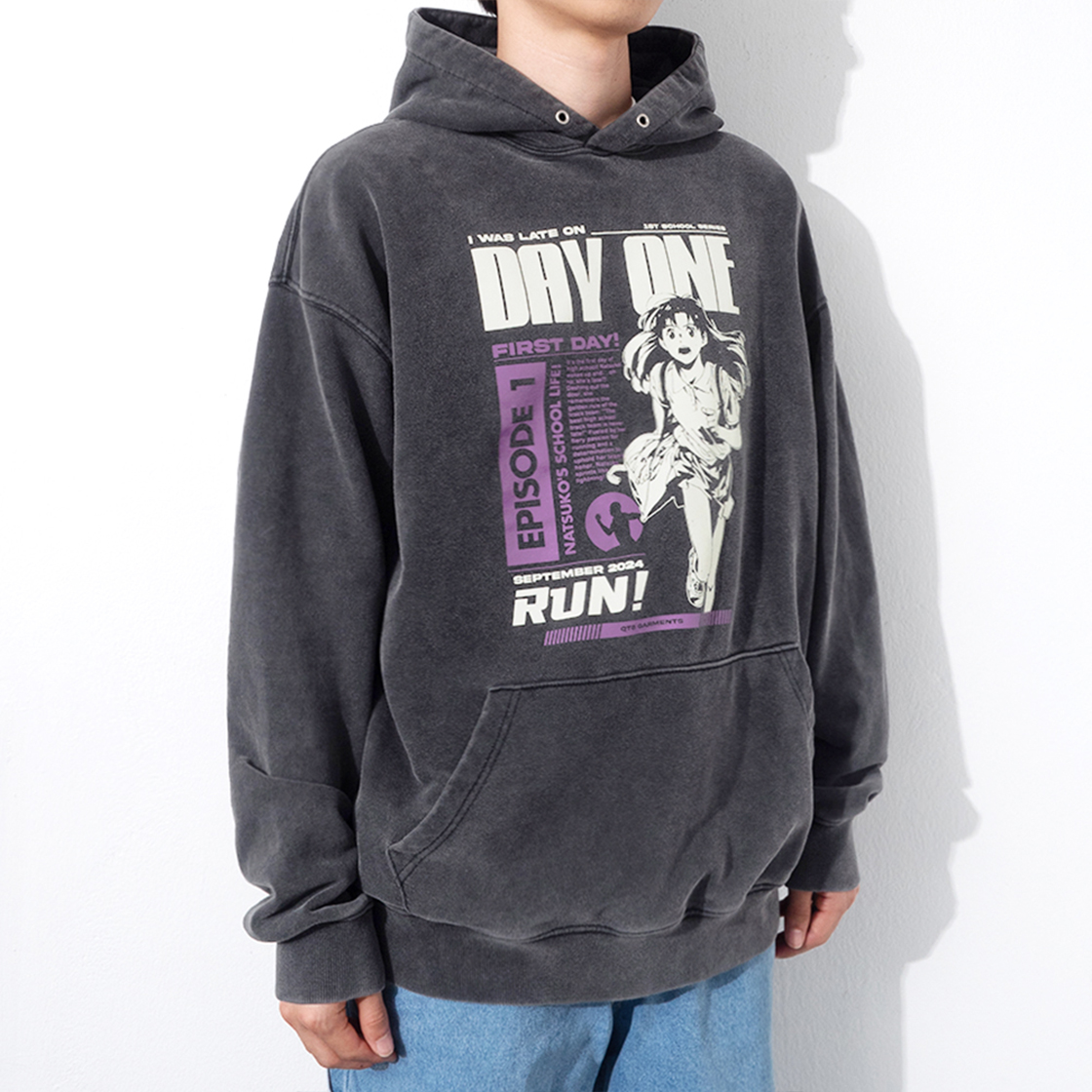 큐티에잇 가먼츠 데이원 셀파 워시드 후디 블랙(QT8 GARMENTS Day-1 SP Washed Hoodie Black) - 4