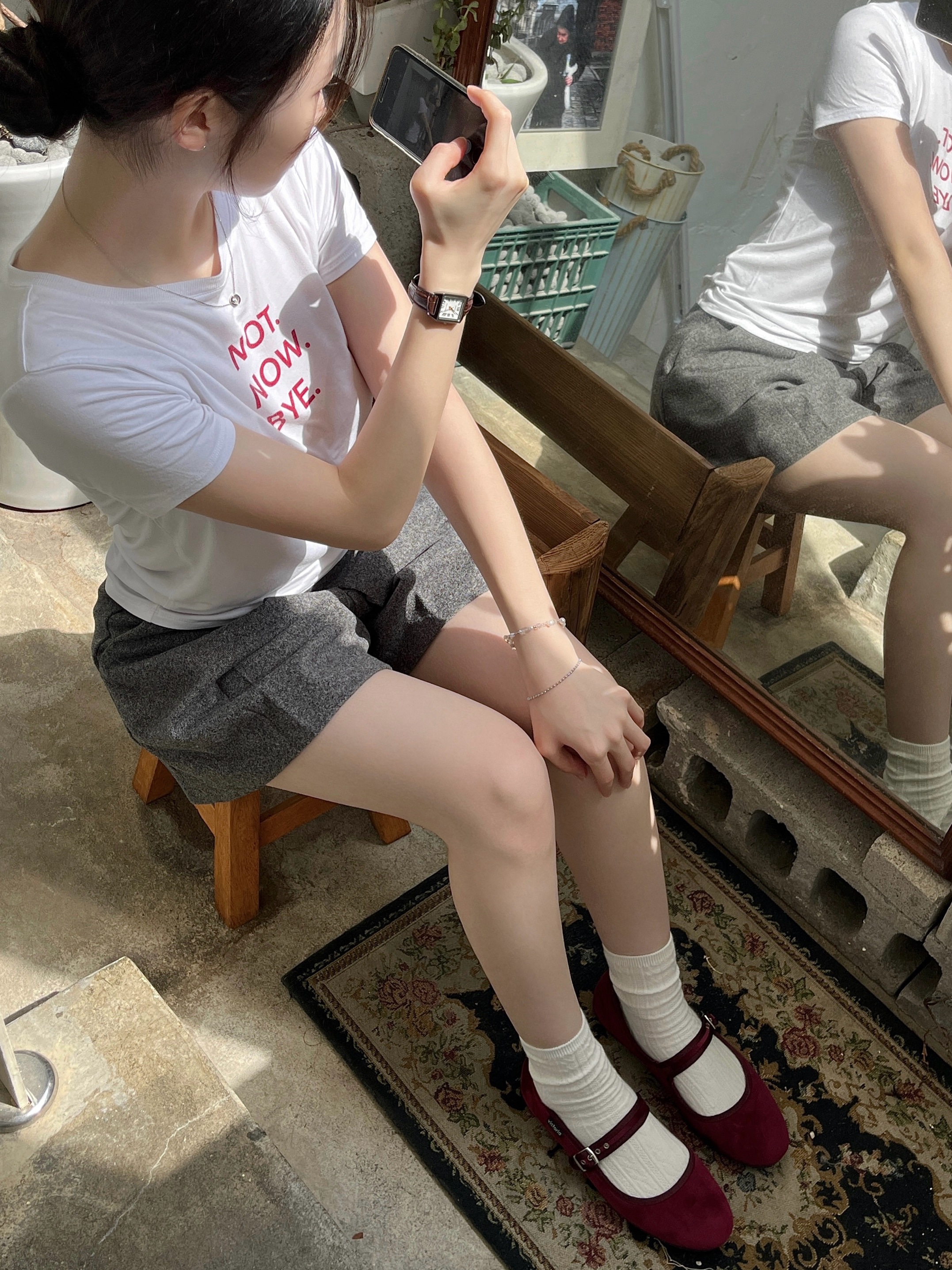 Victoria Shoes Women Oda Maryjane Burdeos 착용 스타일 - 5