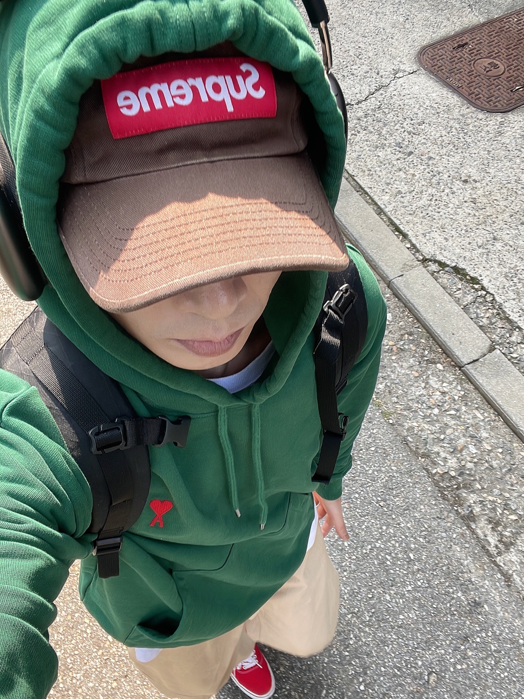 Vans Authentic Red, Supreme Backpack Black - 23FW 착용 스타일 - 8