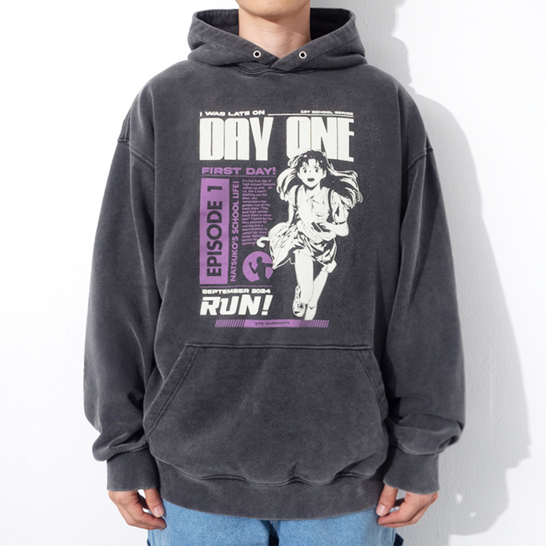 큐티에잇 가먼츠 데이원 셀파 워시드 후디 블랙(QT8 GARMENTS Day-1 SP Washed Hoodie Black) - 3