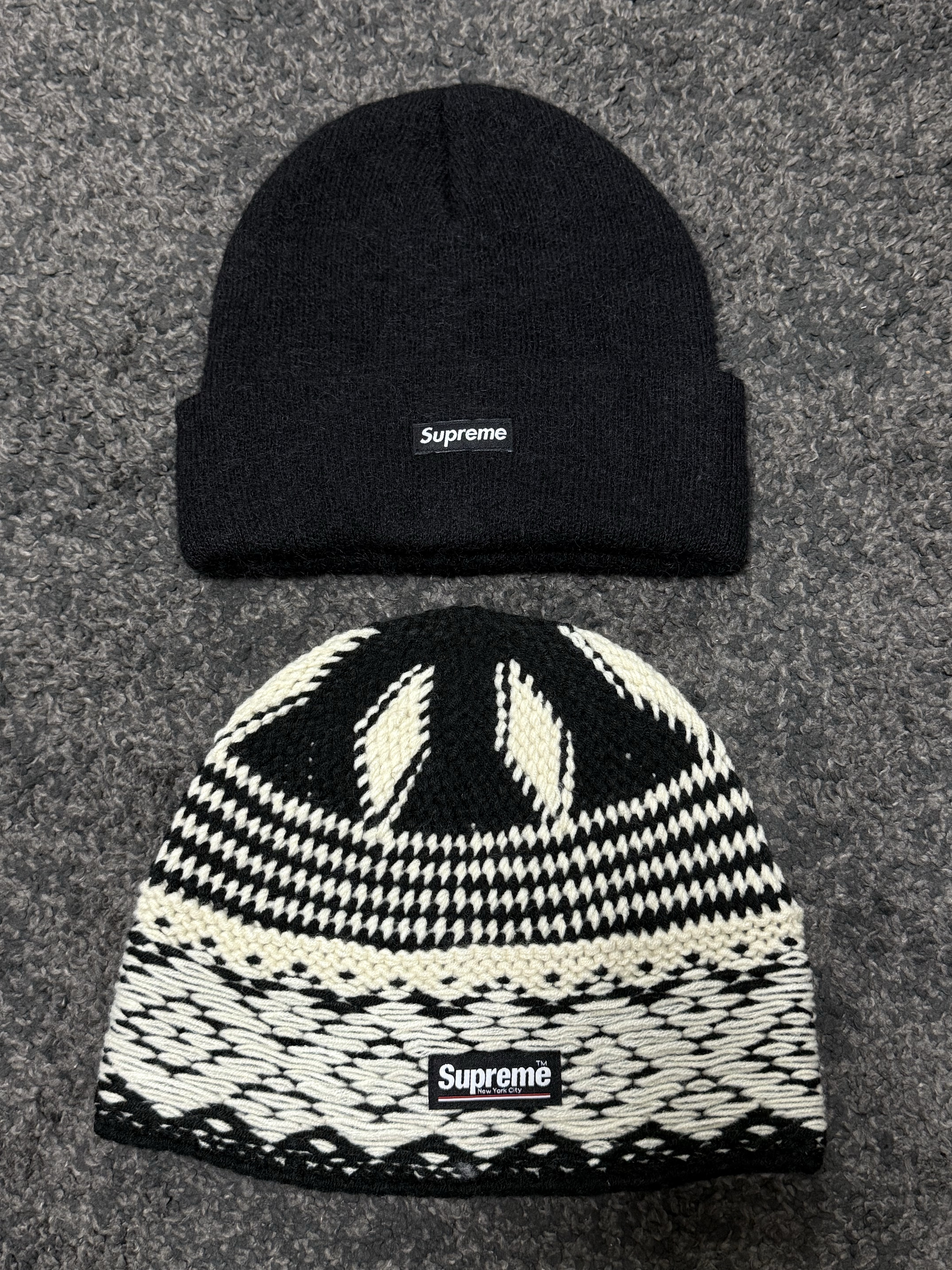 Supreme Diamond Beanie Black - 24FW, Supreme Mohair Beanie Black - 23FW 착용 스타일 - 2