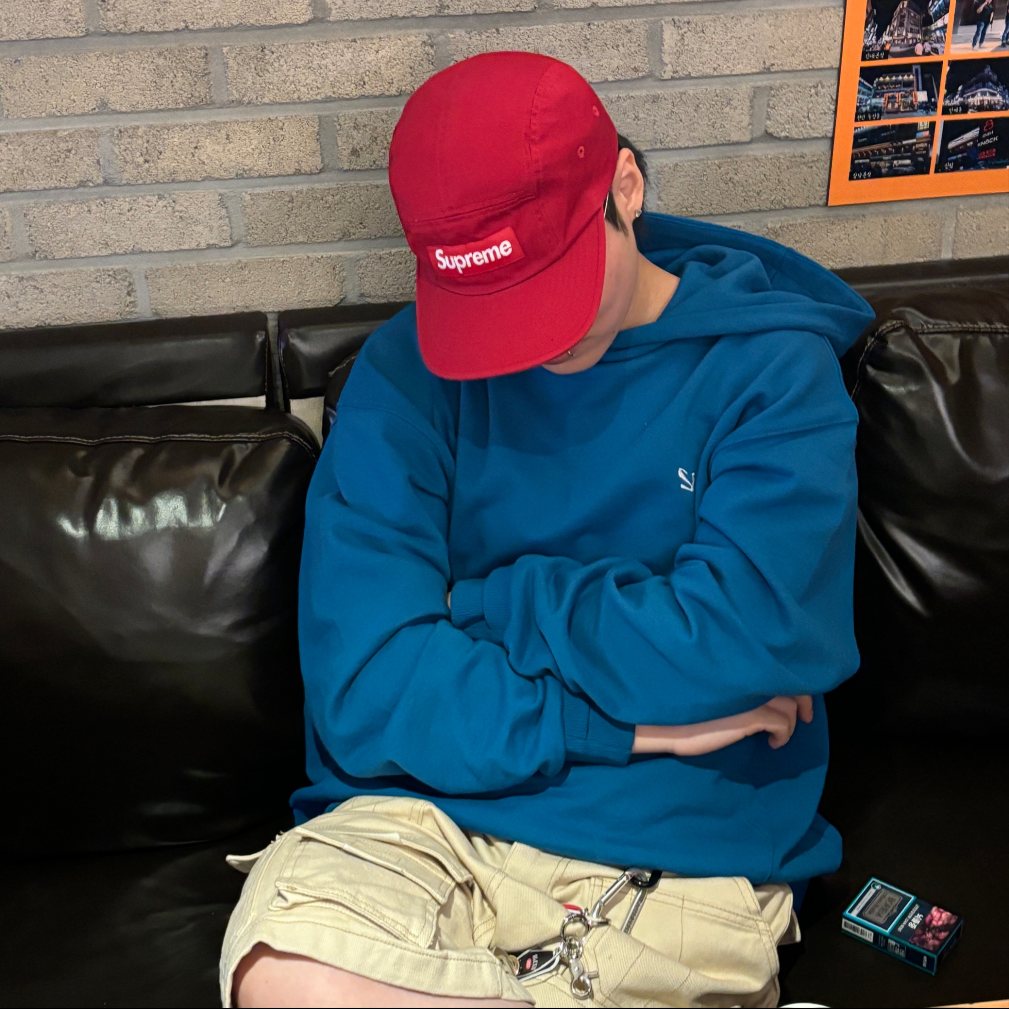 Supreme Washed Chino Twill Camp Cap Red - 24SS 착용 스타일