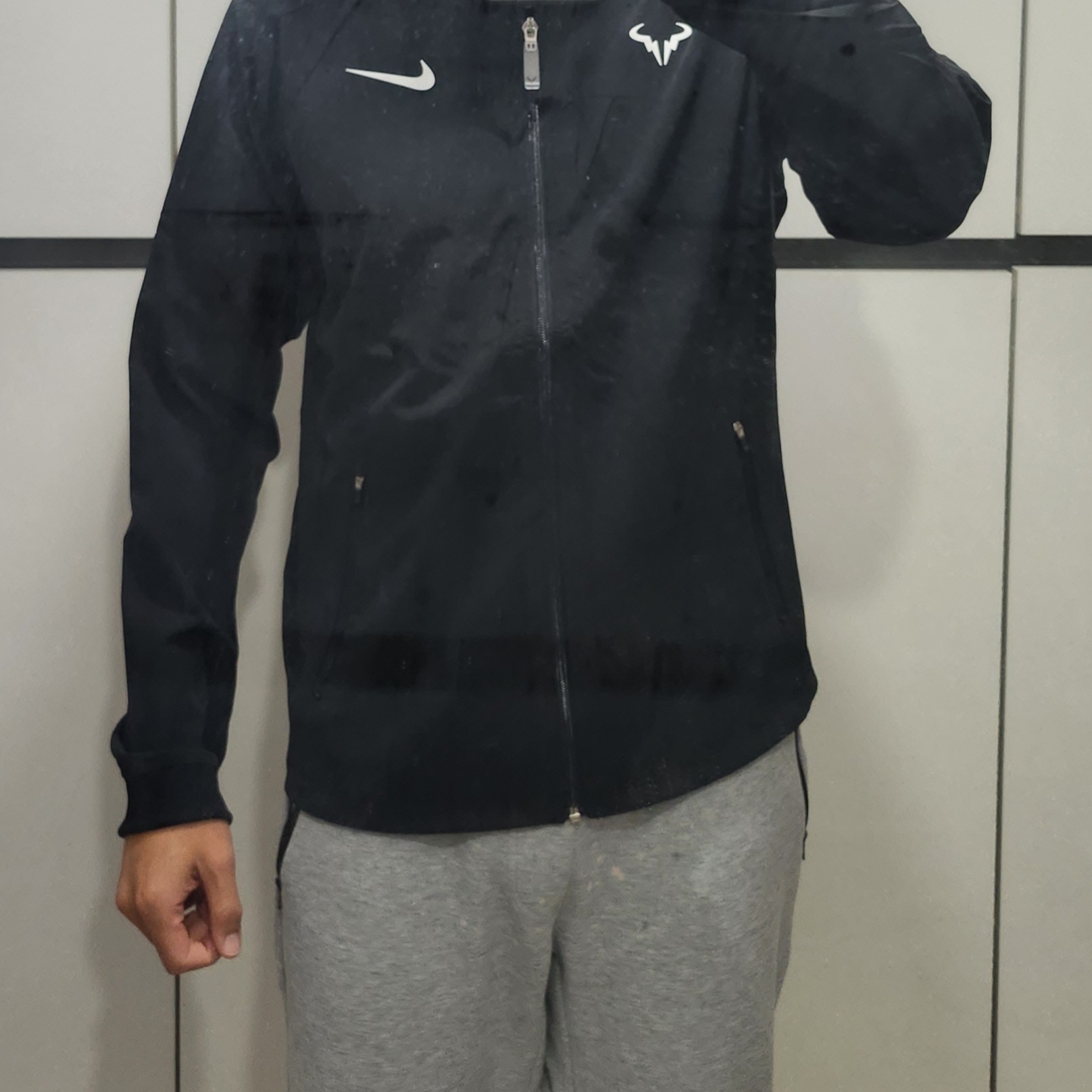 Nike Rafa Dri-Fit Tennis Jacket Black White - US/EU 착용 스타일