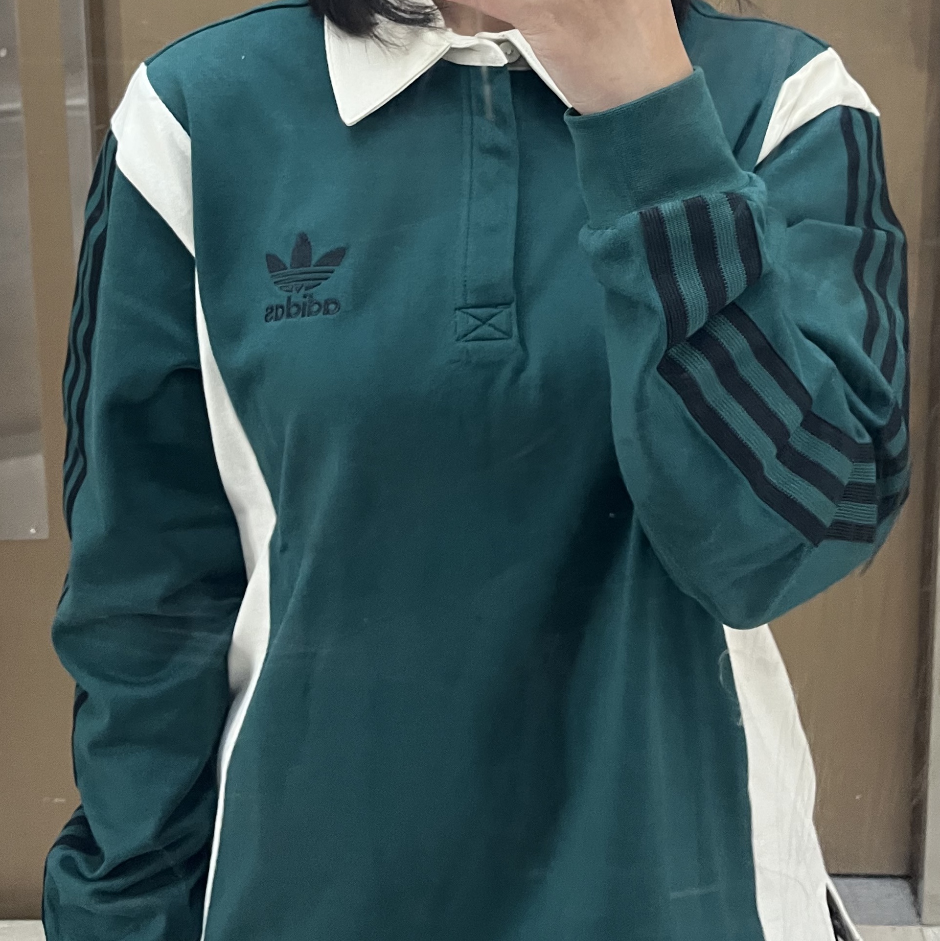Adidas Rugby Shirt Collegiate Green - KR Sizing 착용 스타일