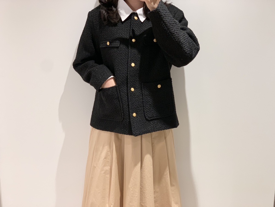 Siyazu SIOT4114 Catherine Oversized-Fit Tweed Jacket Black 착용 스타일