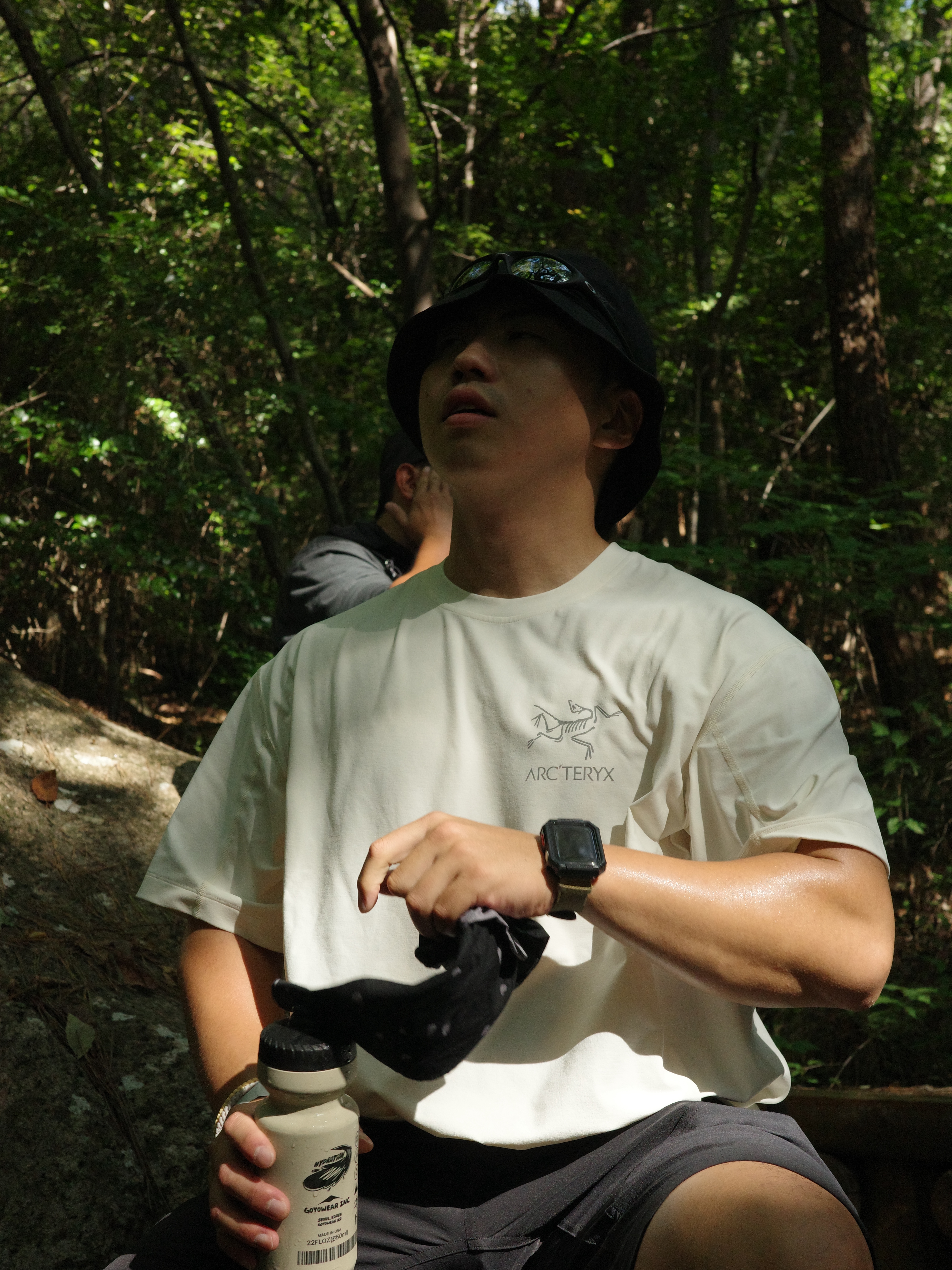 Arc'teryx System A Solarium SS T-Shirt Greige Solid 착용 스타일 - 3