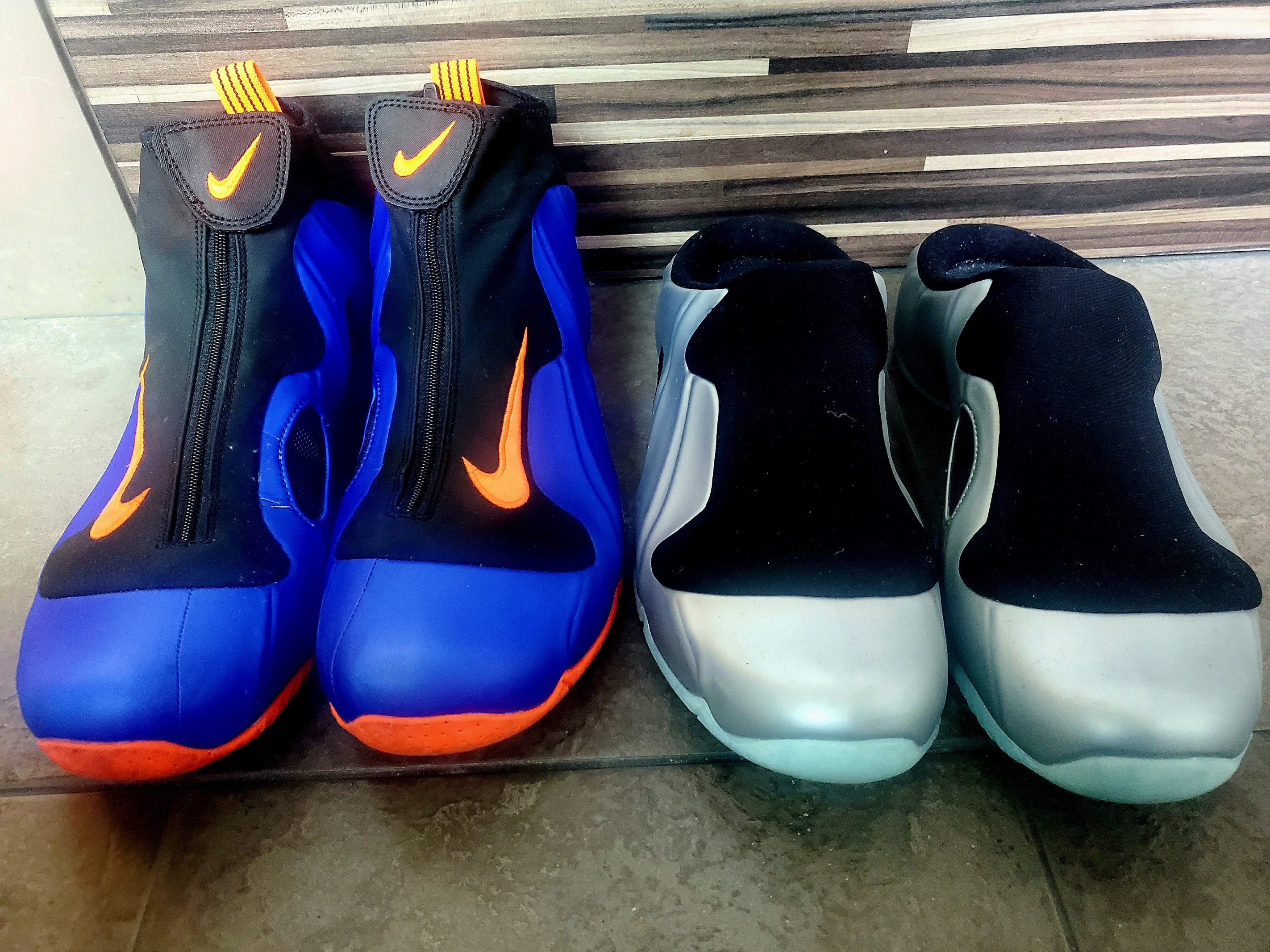 Nike Air Flightposite Black Racer Blue, Nike Clogposite Chrome and Black 착용 스타일