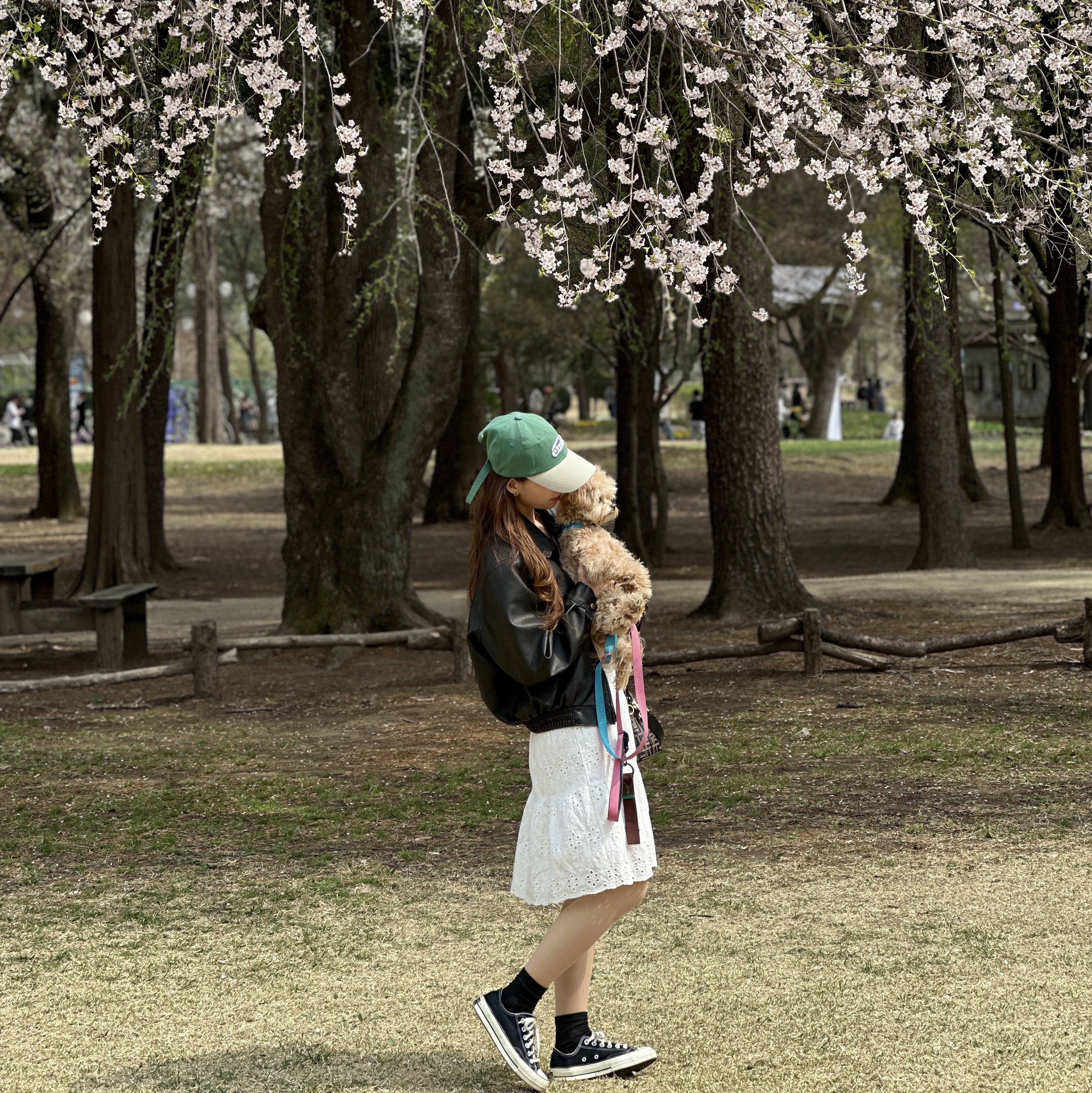 Emis New Logo Mix Ball Cap Beige Green, Fendi Mini Mon Tresor with Fendi Logo Brown 착용 스타일 - 3