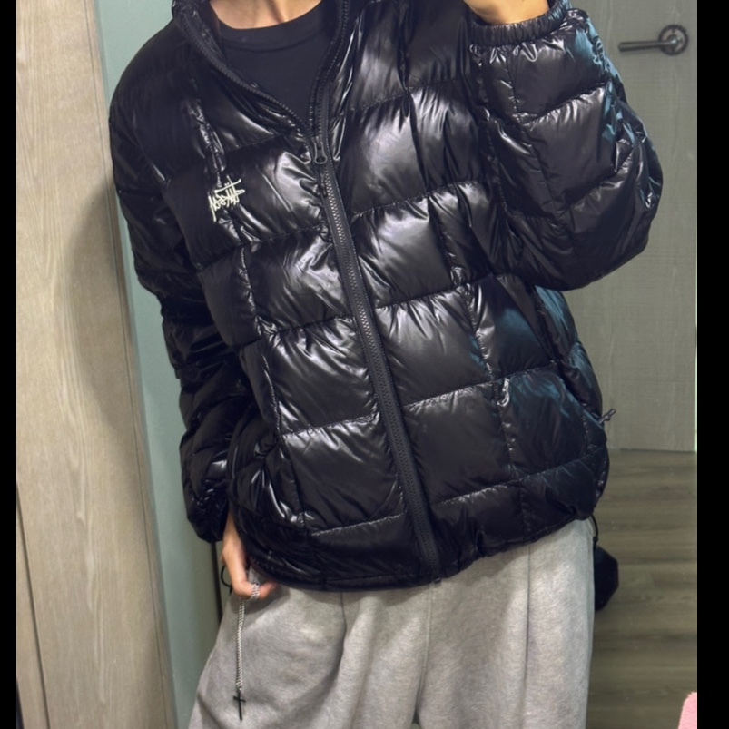 Stussy Midweight Puffer Black 착용 스타일 - 1