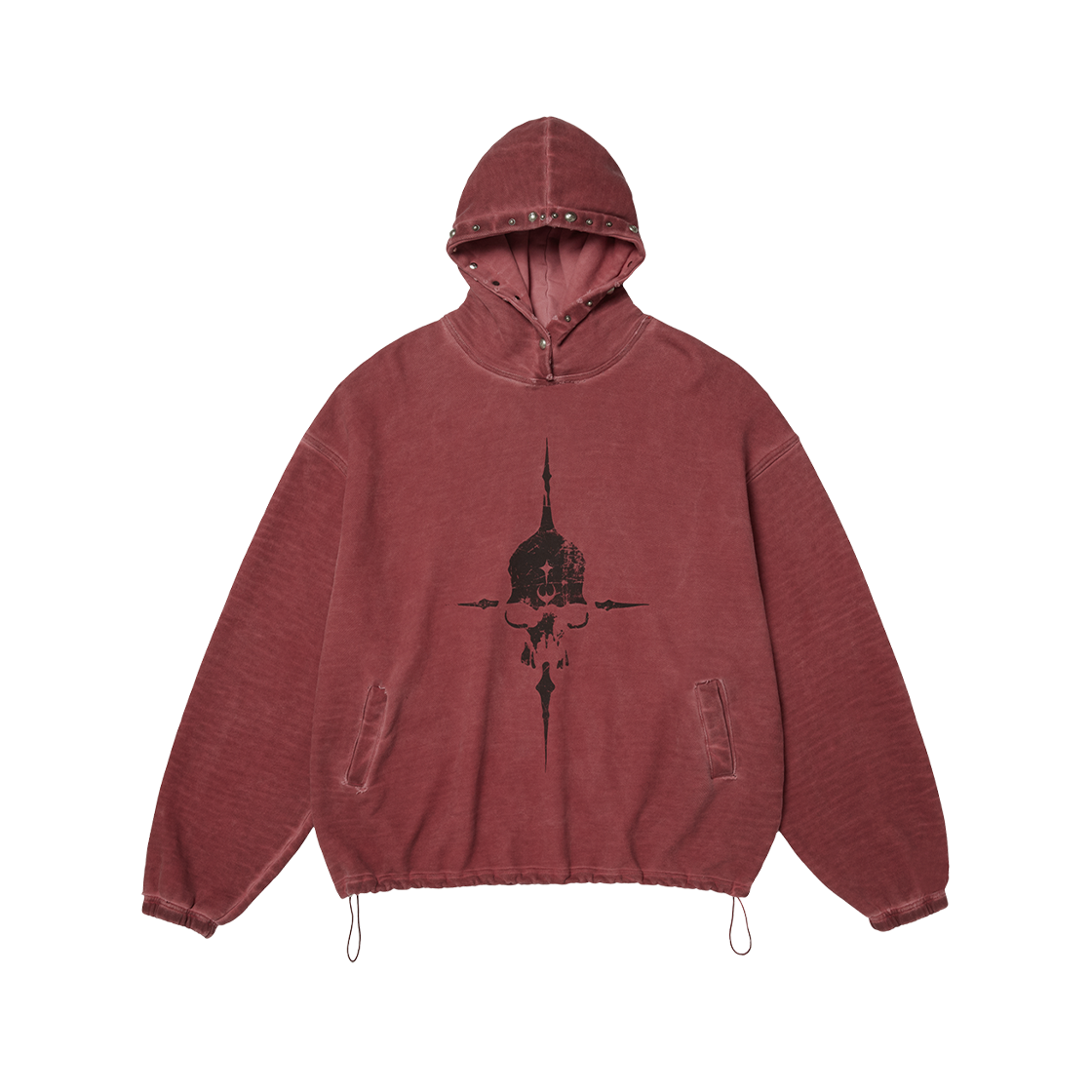 떠그 클럽 피스 스터드 후디 레드 - 24FW(Thug Club Peace Stud Hoodie Red - 24FW)