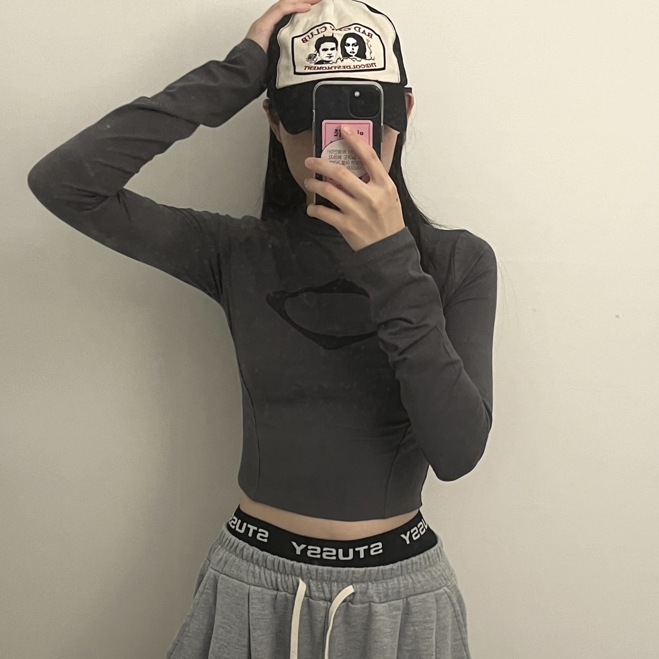 (W) Mischief Fitted Mock Neck Long Sleeve Top Charcoal, Stussy Boxer Briefs Black (3 Pack) 착용 스타일 - 1