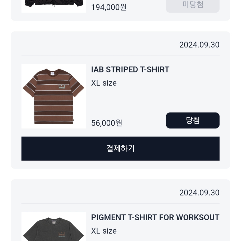 IAB Studio Striped T-Shirt Brown 착용 스타일