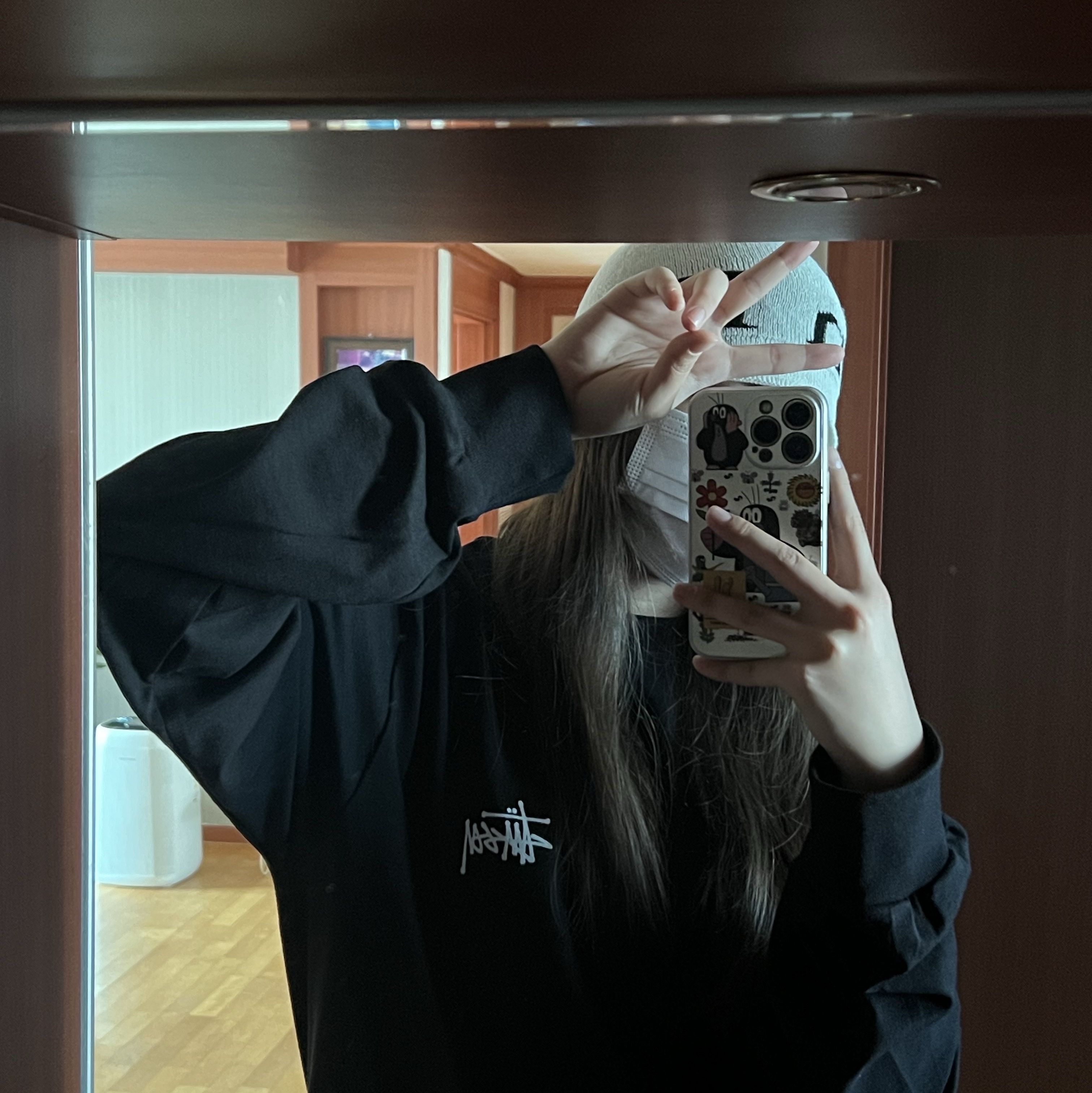 Stussy Basic Stussy LS T-Shirt Black 착용 스타일 - 2