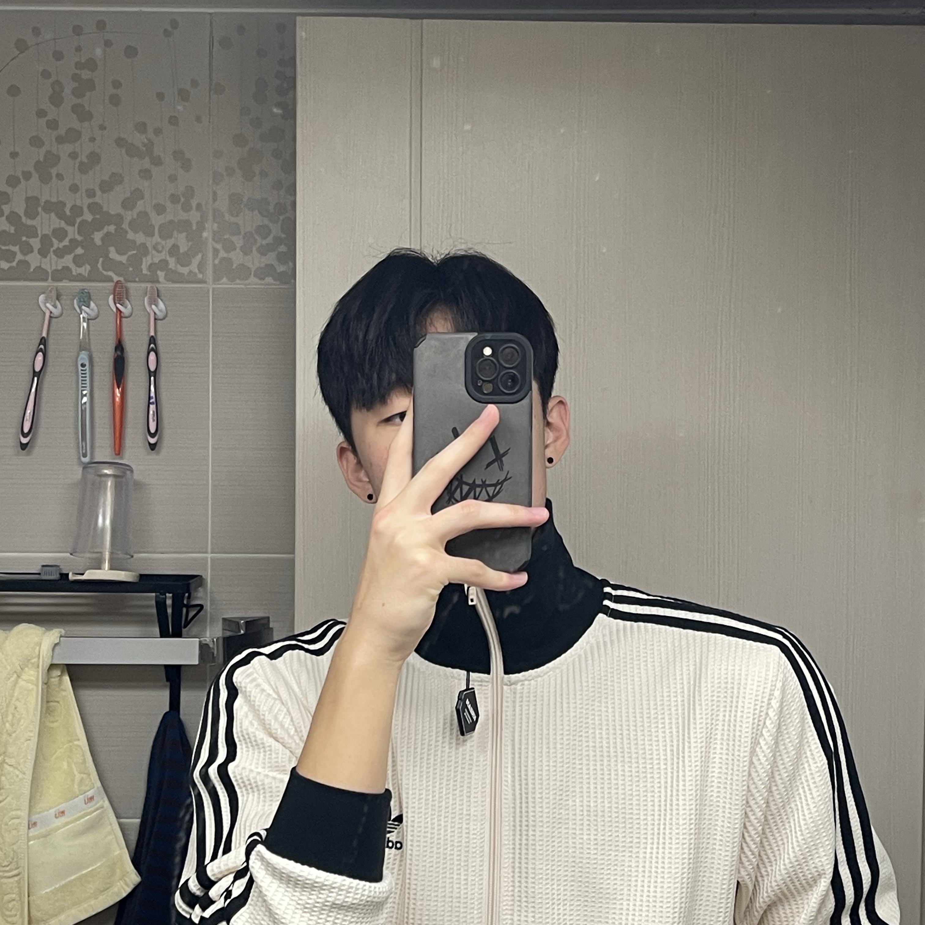Adidas Waffle Beckenbauer Track Top Wonder White - KR Sizing 착용 스타일 - 1