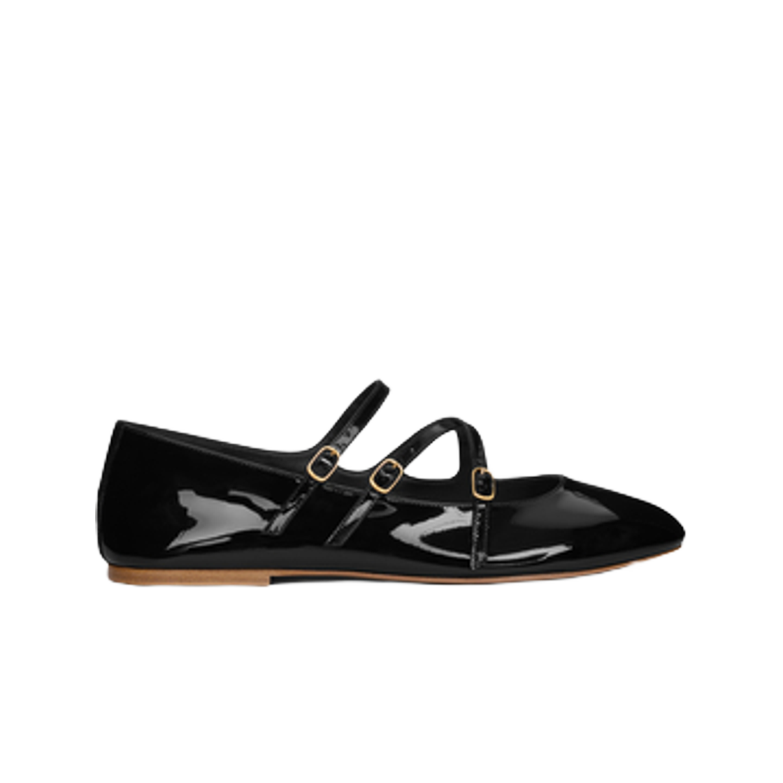360194582C-38NO (W) Celine Les Ballerines Celine Criss Cross Babies Ballerina in Patent Calfskin Black