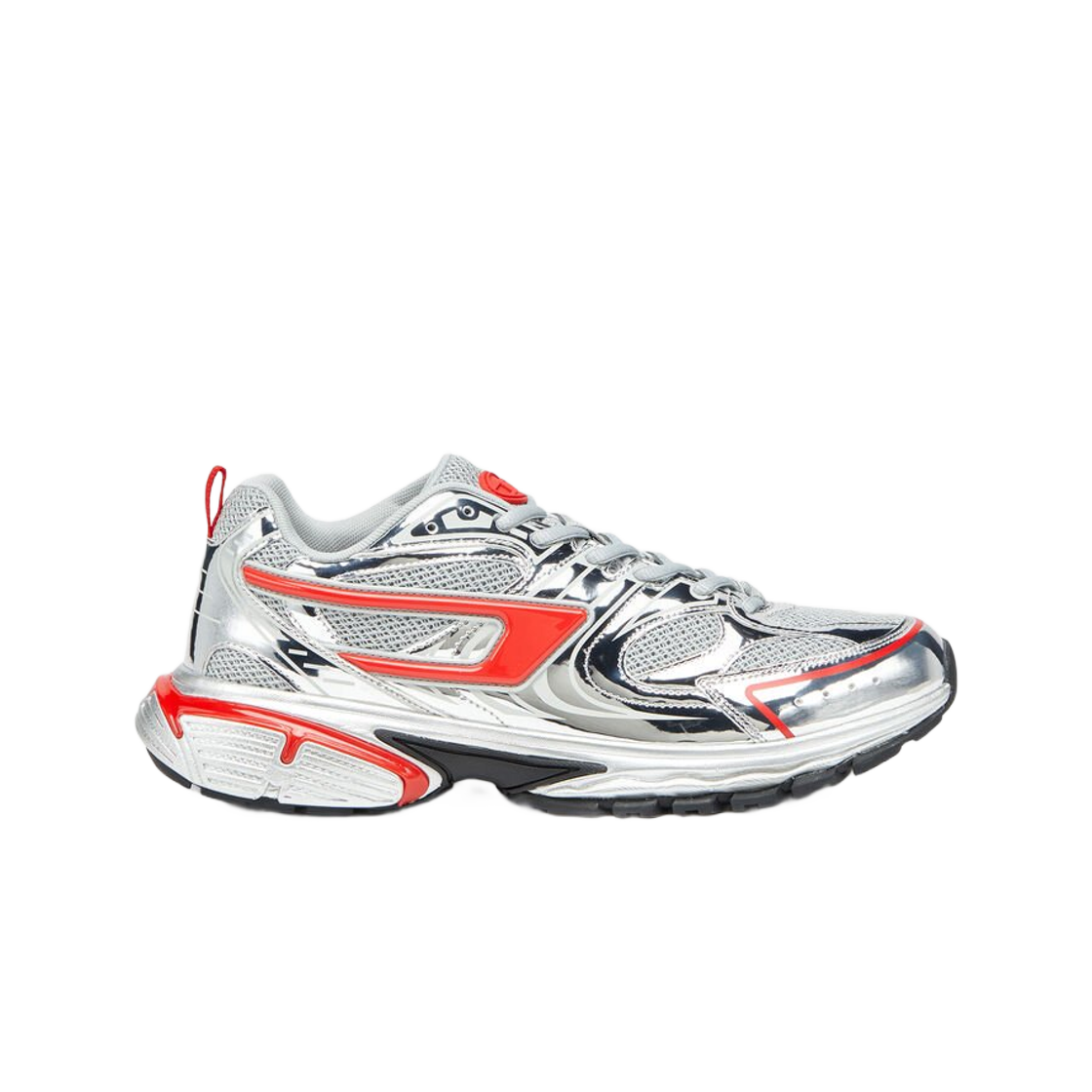 Y03373P6917-HA421 Diesel S-Serendipity Mesh Sneakers with Metallic Overlays Grey Red