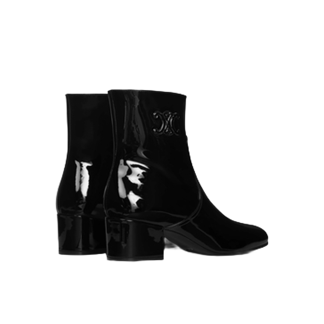 (W) 셀린느 레 보테스 셀린느 트리옹프 집드 부츠 페이턴트 카프스킨 블랙((W) Celine Les Bottes Celine Triomphe Zipped Boot in Patent Calfskin Black) - 3