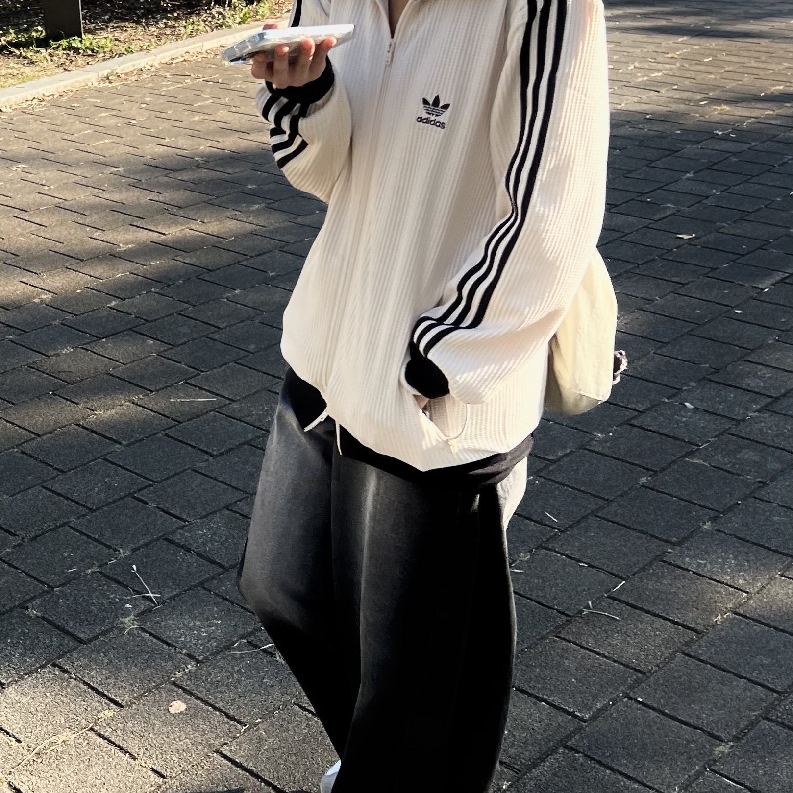 Adidas Waffle Beckenbauer Track Top Wonder White - KR Sizing 착용 스타일 - 3