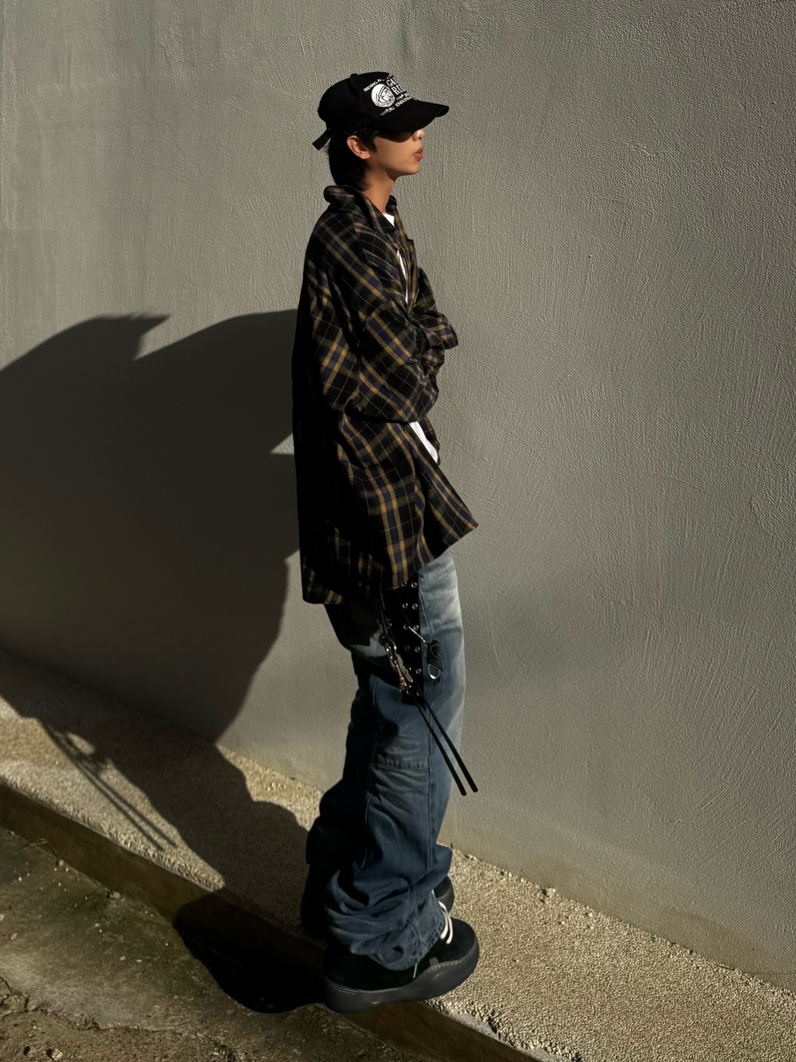 ERL Vamp Skate Shoe Pirate Black, Kamien Cross Dart Denim Jean Blue 착용 스타일 - 4