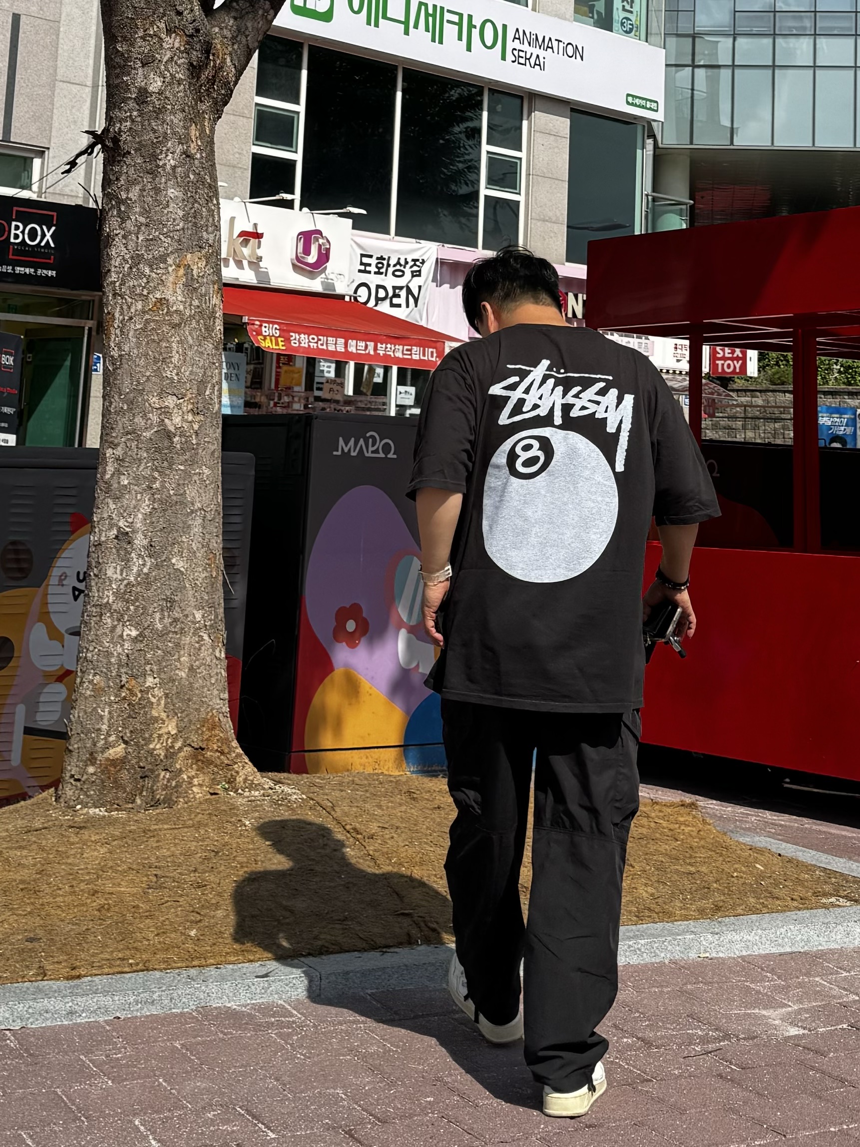 Stussy 8 Ball Pigment Dyed T-Shirt Black, Casio F-91WS-7DF 착용 스타일 - 2