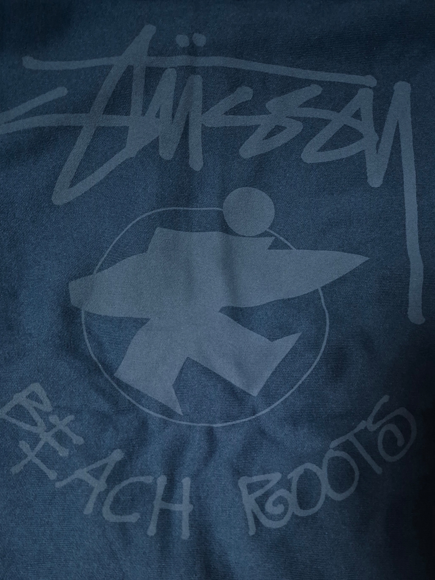 Stussy Beach Roots Zip Hoodie Navy 착용 스타일 - 3