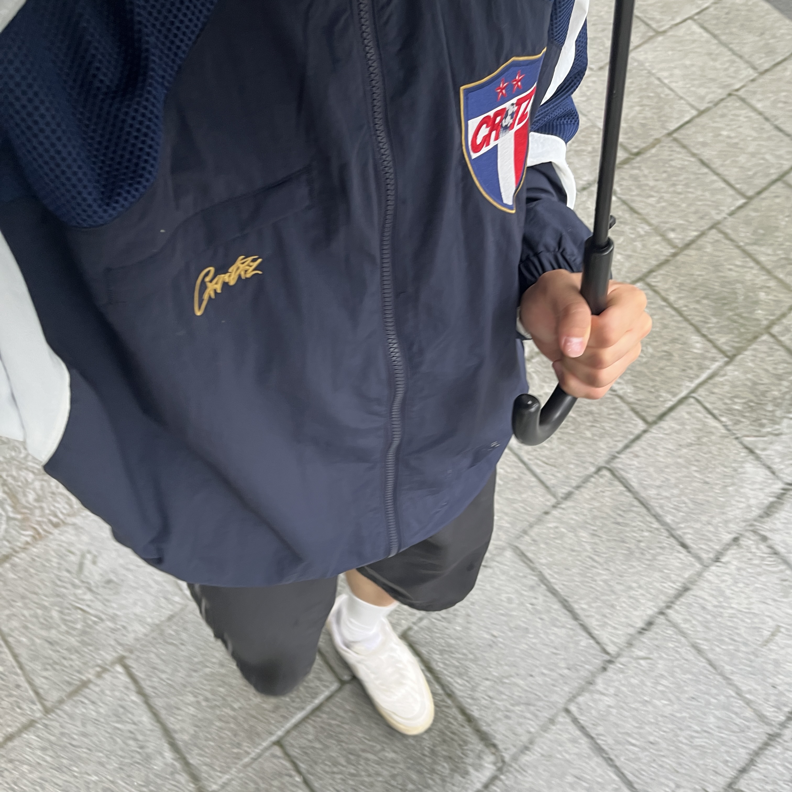 Corteiz Francais Shuku Jacket Navy White 착용 스타일