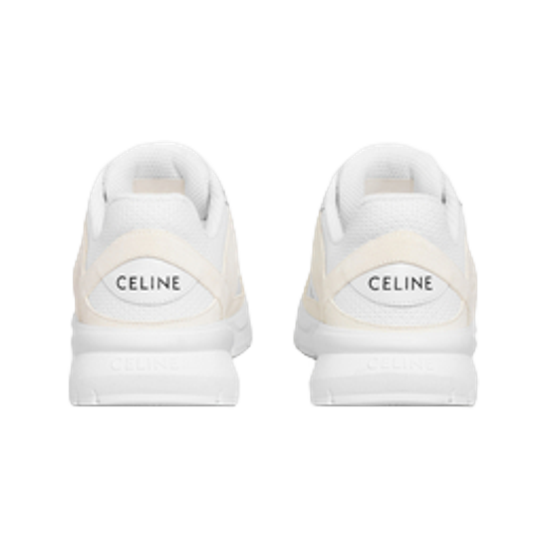 (W) 셀린느 러너 CR-03 로우 레이스업 스니커 메쉬, 스웨이드 카프스킨 앤 카프스킨 옵틱 화이트((W) Celine Runner CR-03 Low Lace Up Sneaker in Mesh, Suede Calfskin and Calfskin Optic White) - 3