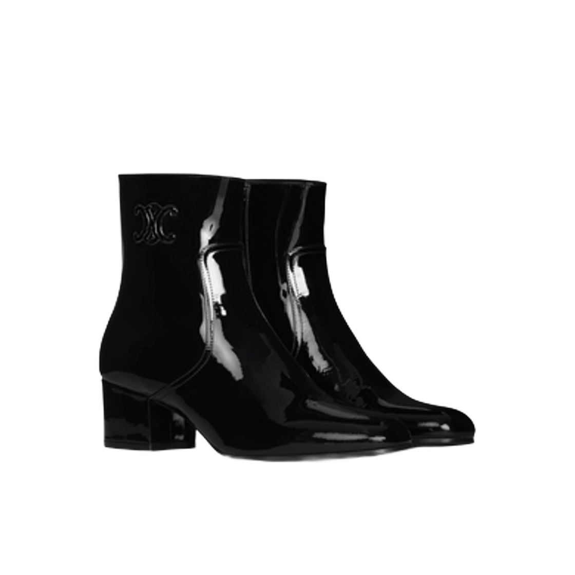 (W) 셀린느 레 보테스 셀린느 트리옹프 집드 부츠 페이턴트 카프스킨 블랙((W) Celine Les Bottes Celine Triomphe Zipped Boot in Patent Calfskin Black) - 2