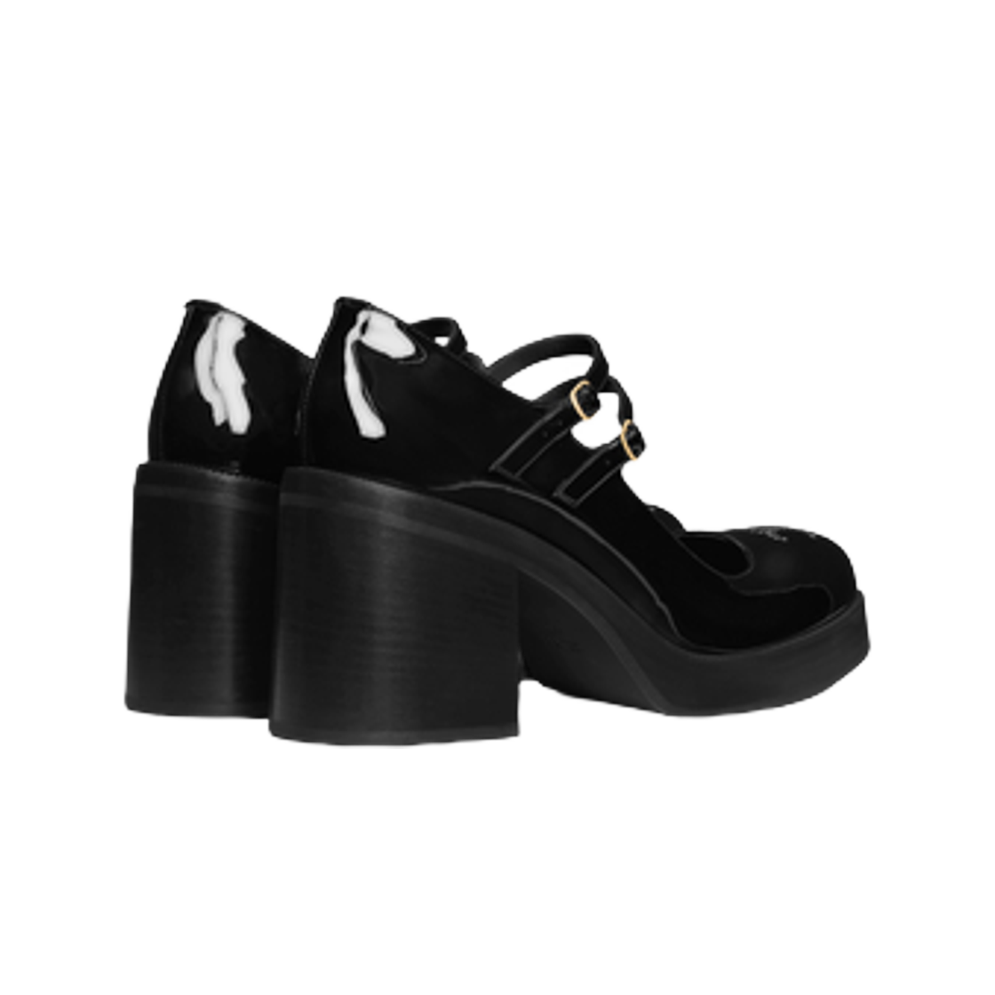 (W) 셀린느 테스 베이비스 페이턴트 카프스킨 블랙((W) Celine Tess Babies in Patent Calfskin Black) - 3