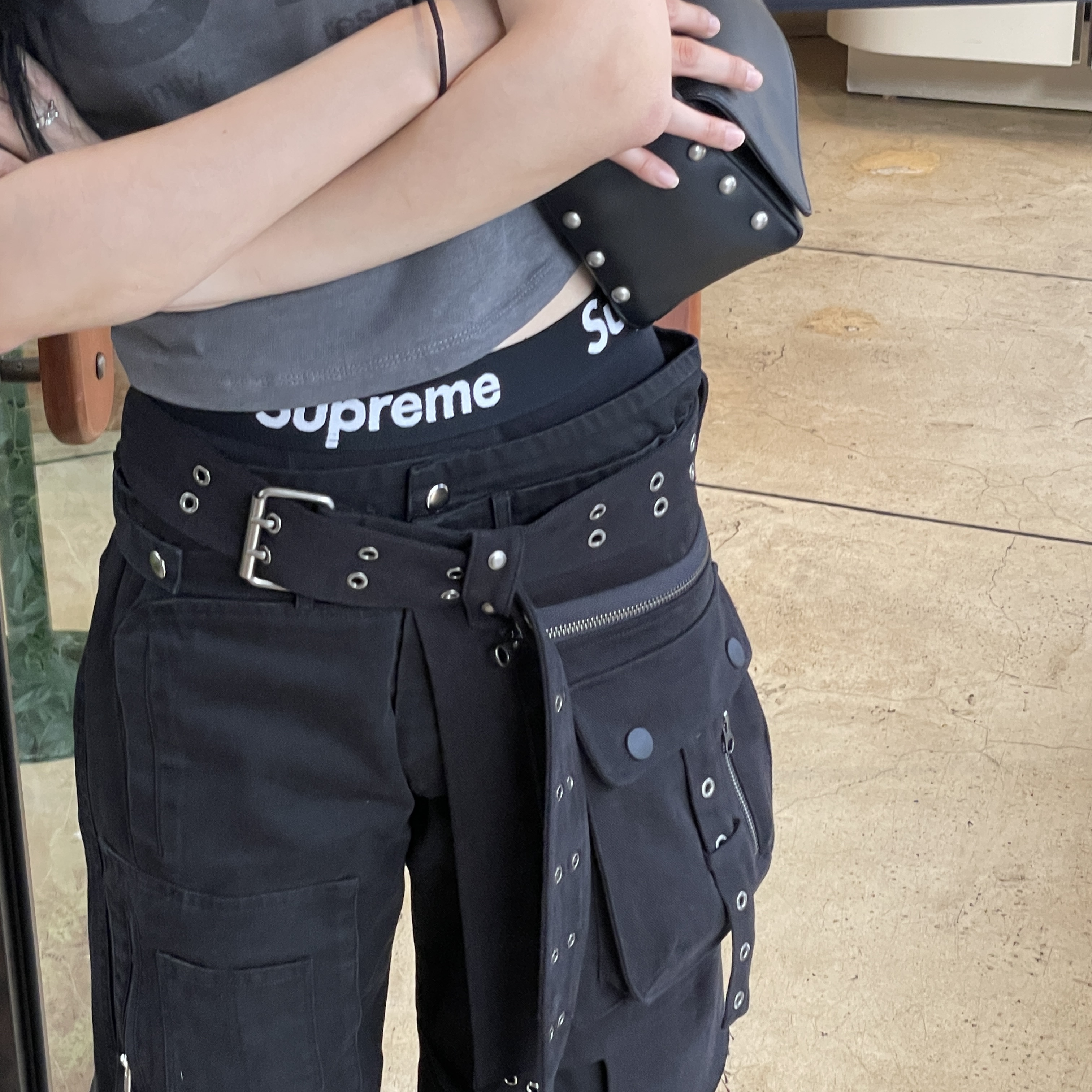 Supreme Hanes Boxer Briefs Black (4 Pack), Vacant Archive Bajess Layered Skirt Belt Black 착용 스타일 - 2