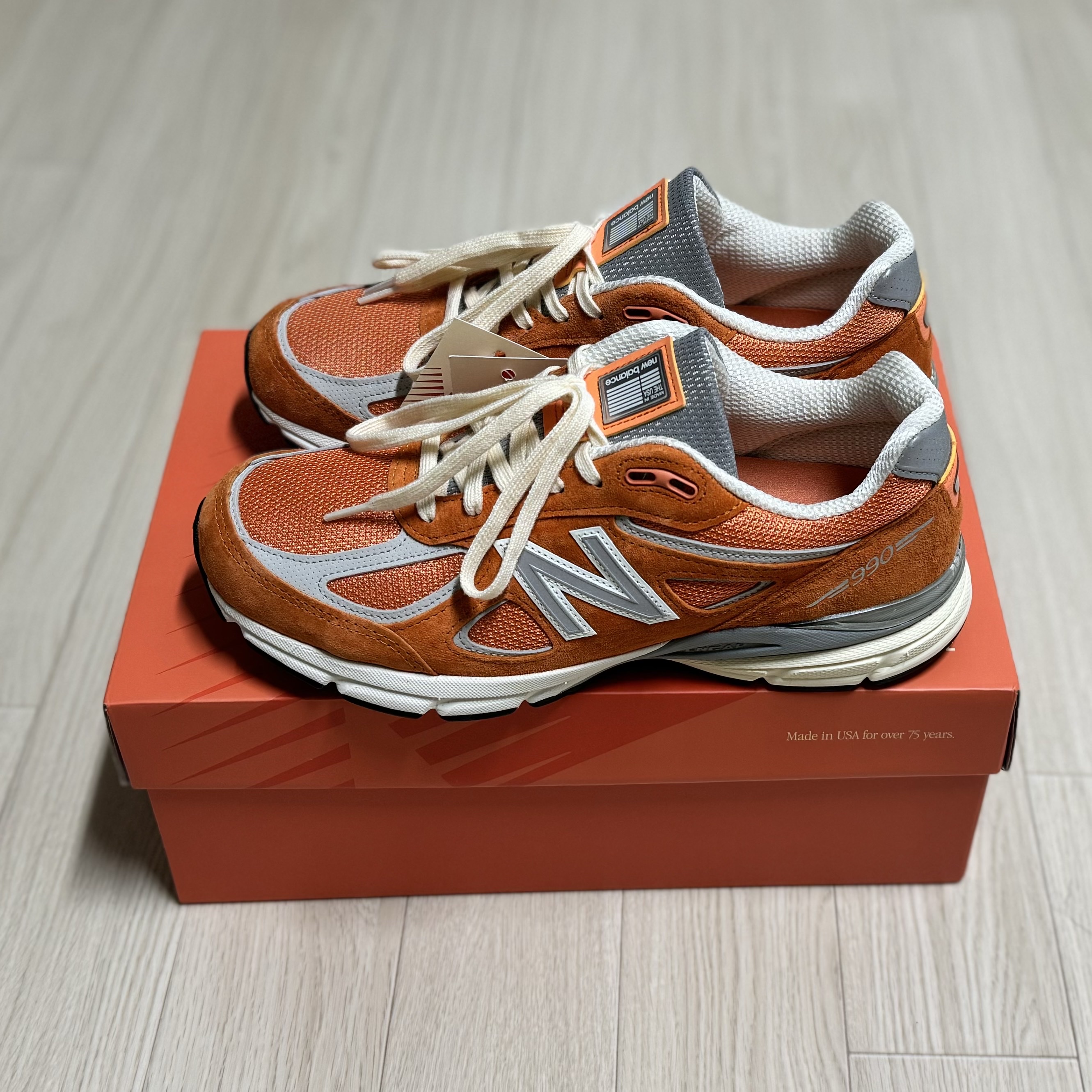 New Balance x Aime Leon Dore 990v4 Made in USA Red Clay Cream 착용 스타일