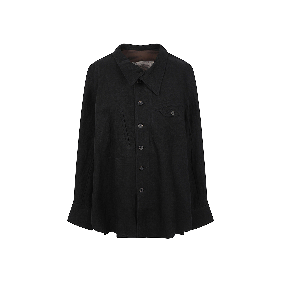 지기첸 스탠드 칼라 포켓 셔츠 블랙 - 24FW(Ziggy Chen Stand Collar Pocket Shirt Black - 24FW)