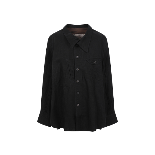 KM4DSHLZC15BK Ziggy Chen Stand Collar Pocket Shirt Black - 24FW
