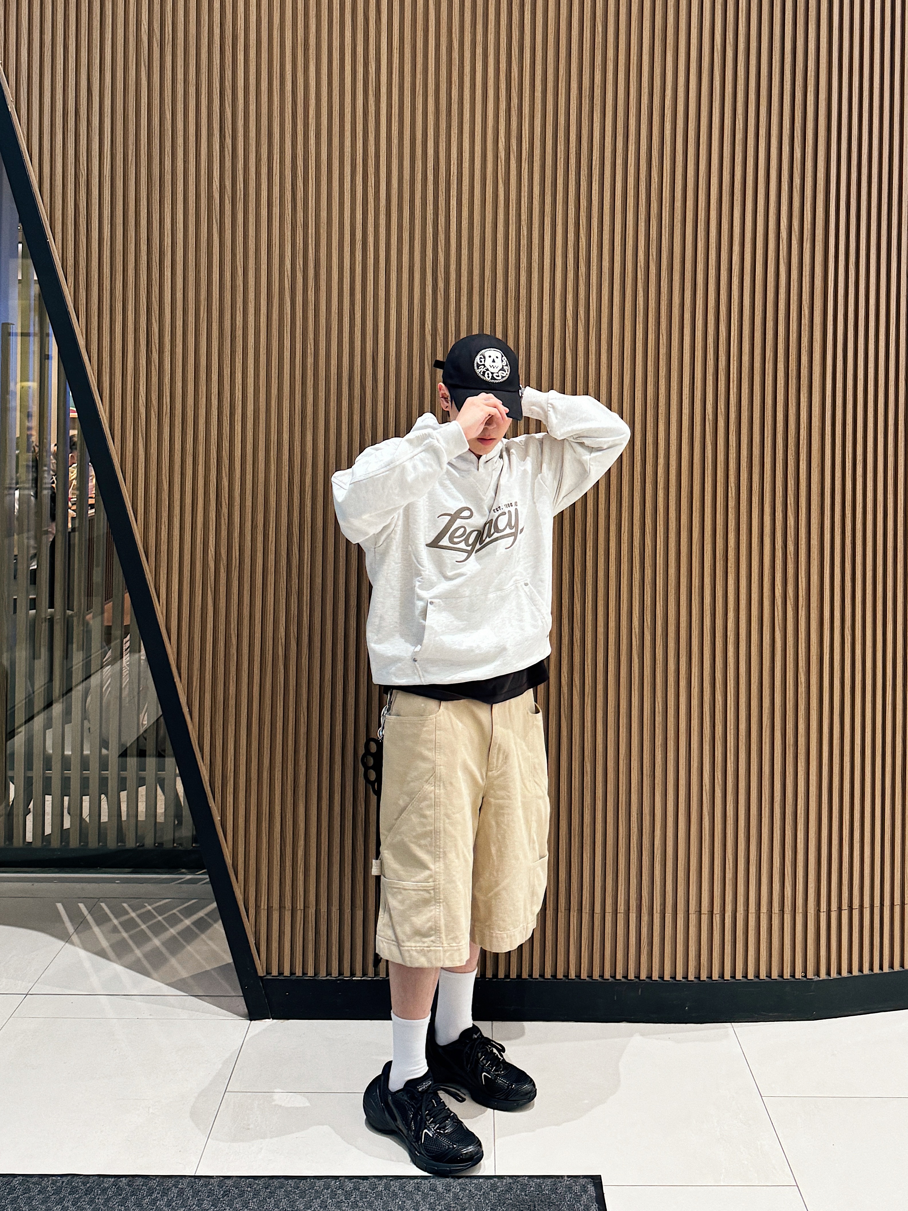 ETCE Cross Destroyed Cap Black, ETCE Ghost Cap Brown Camo 착용 스타일 - 1