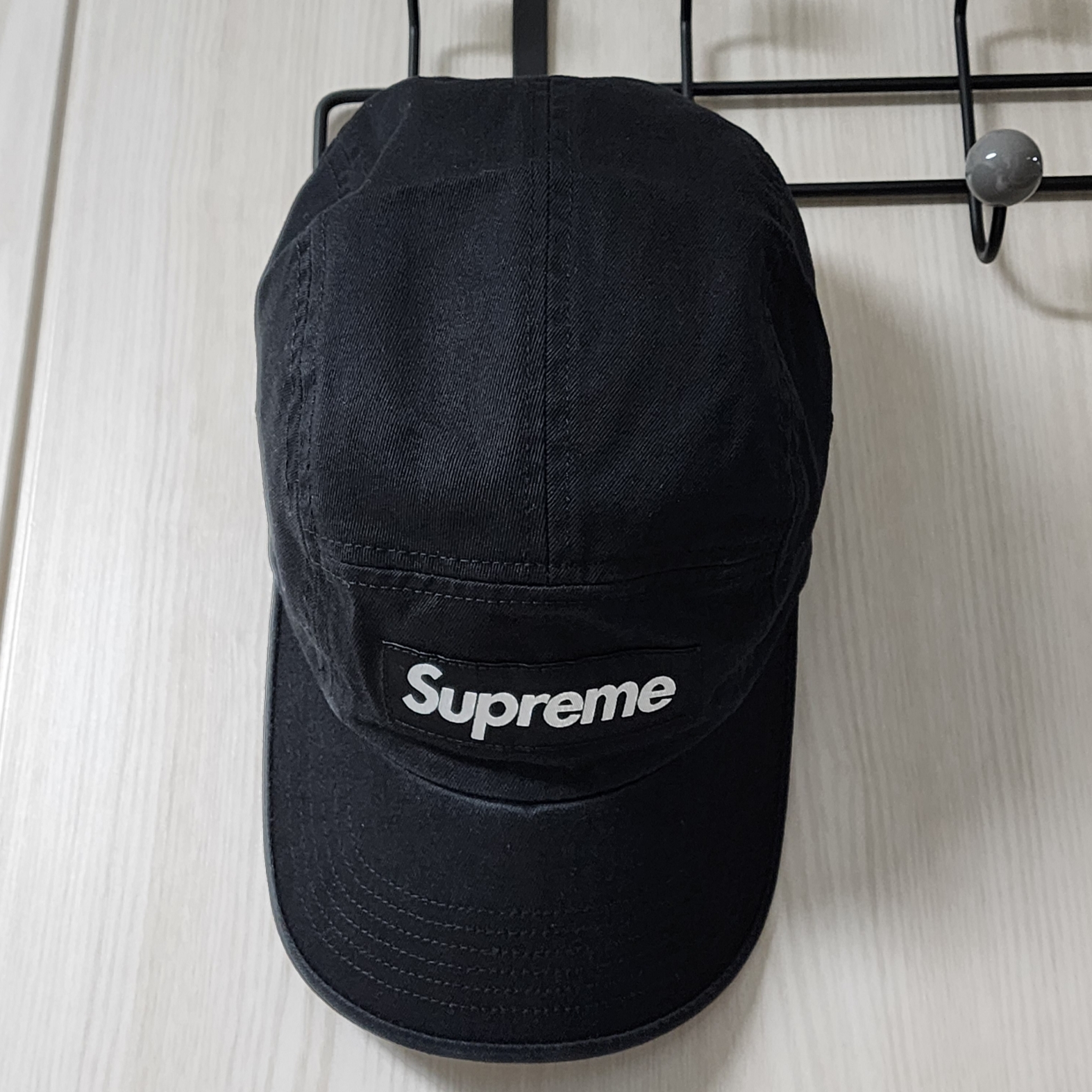 Supreme Washed Chino Twill Camp Cap Black - 24SS 착용 스타일