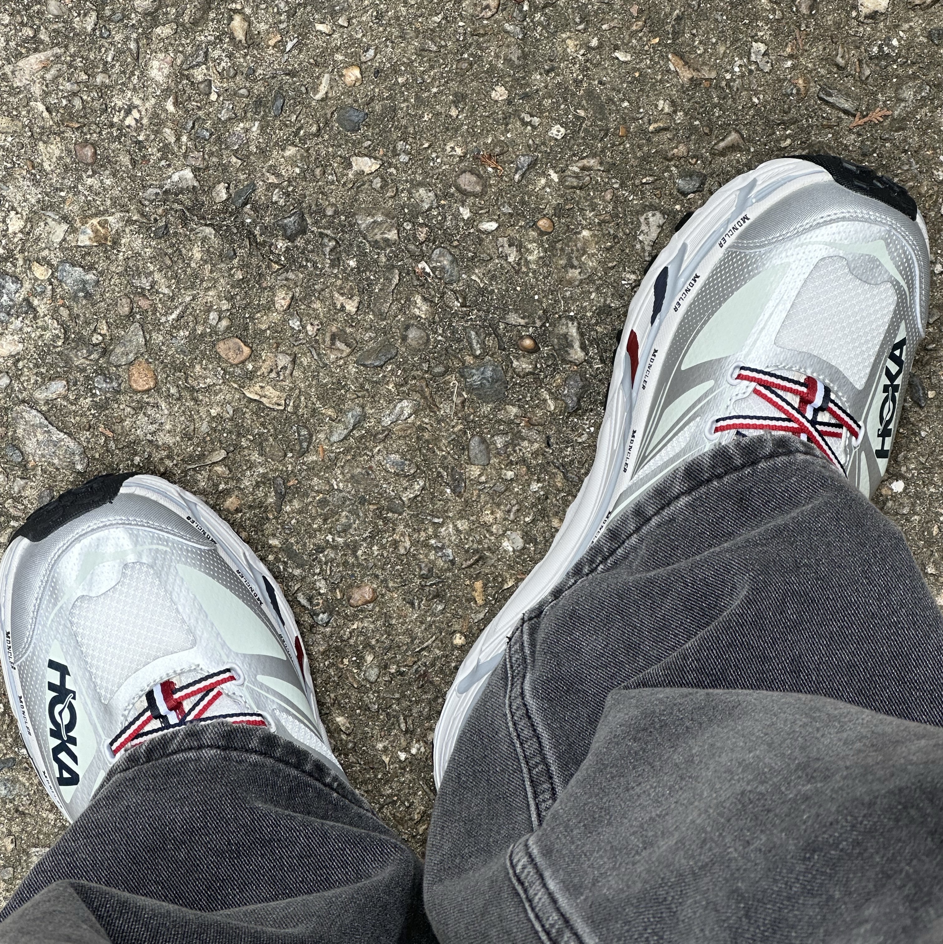Hoka x Moncler Mafate Speed 2 White 착용 스타일