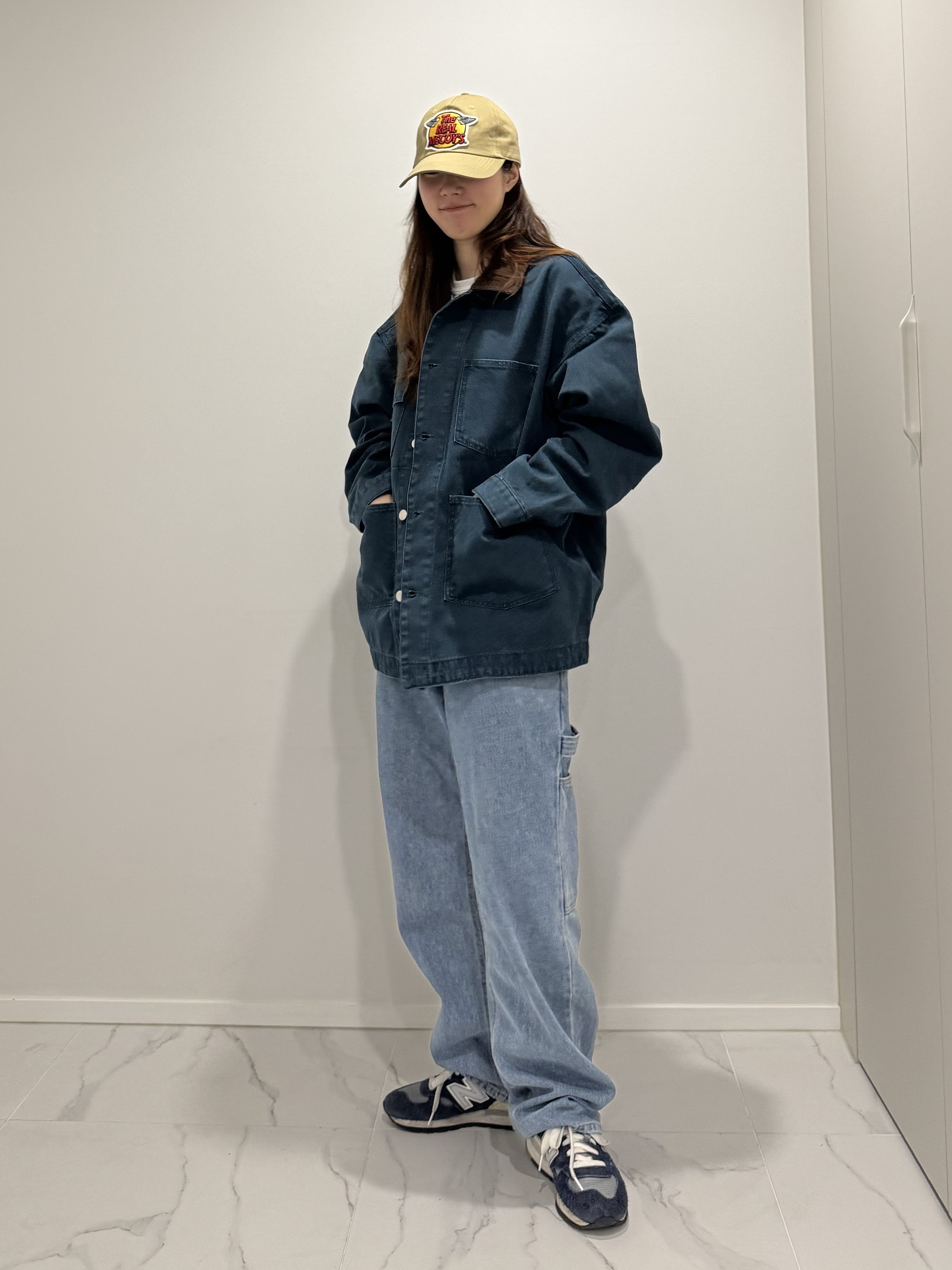 QT8 GARMENTS TL Washed Work Chore Jacket Navy, QT8 Garments TL Denim Carpenter Pant Blue 착용 스타일 - 2