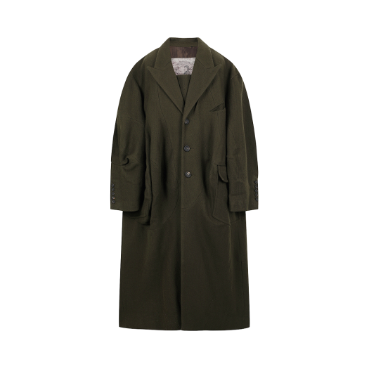 KM4DCOBZC11BR Ziggy Chen Peak Collar Lumped Coat Brown - 24FW