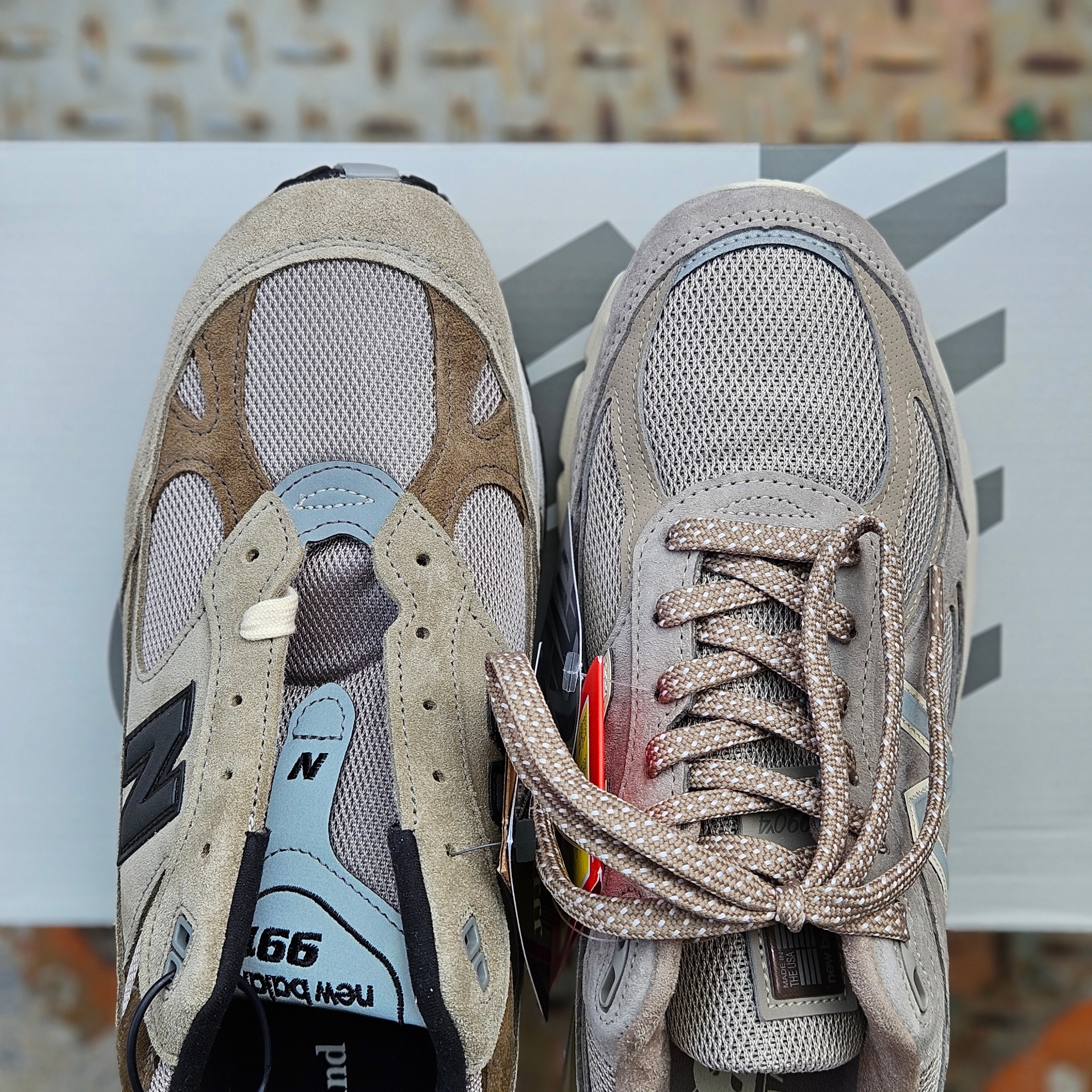 New Balance x Kith 101 990v4 Made in USA Moonrock 착용 스타일 - 7
