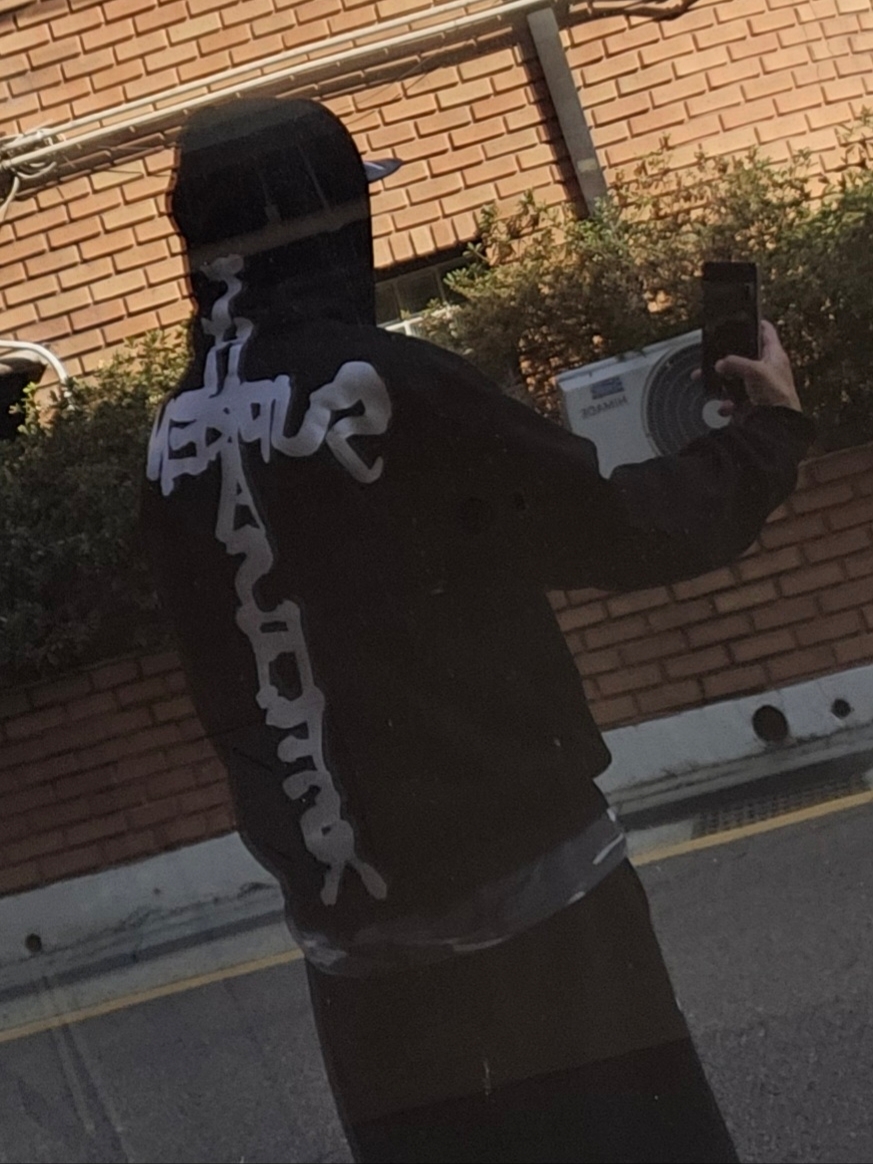 Supreme x Thrasher Zip Up Hooded Sweatshirt Black - 24FW, Supreme Satin Applique Sweatpants Black - 24FW 착용 스타일 - 2