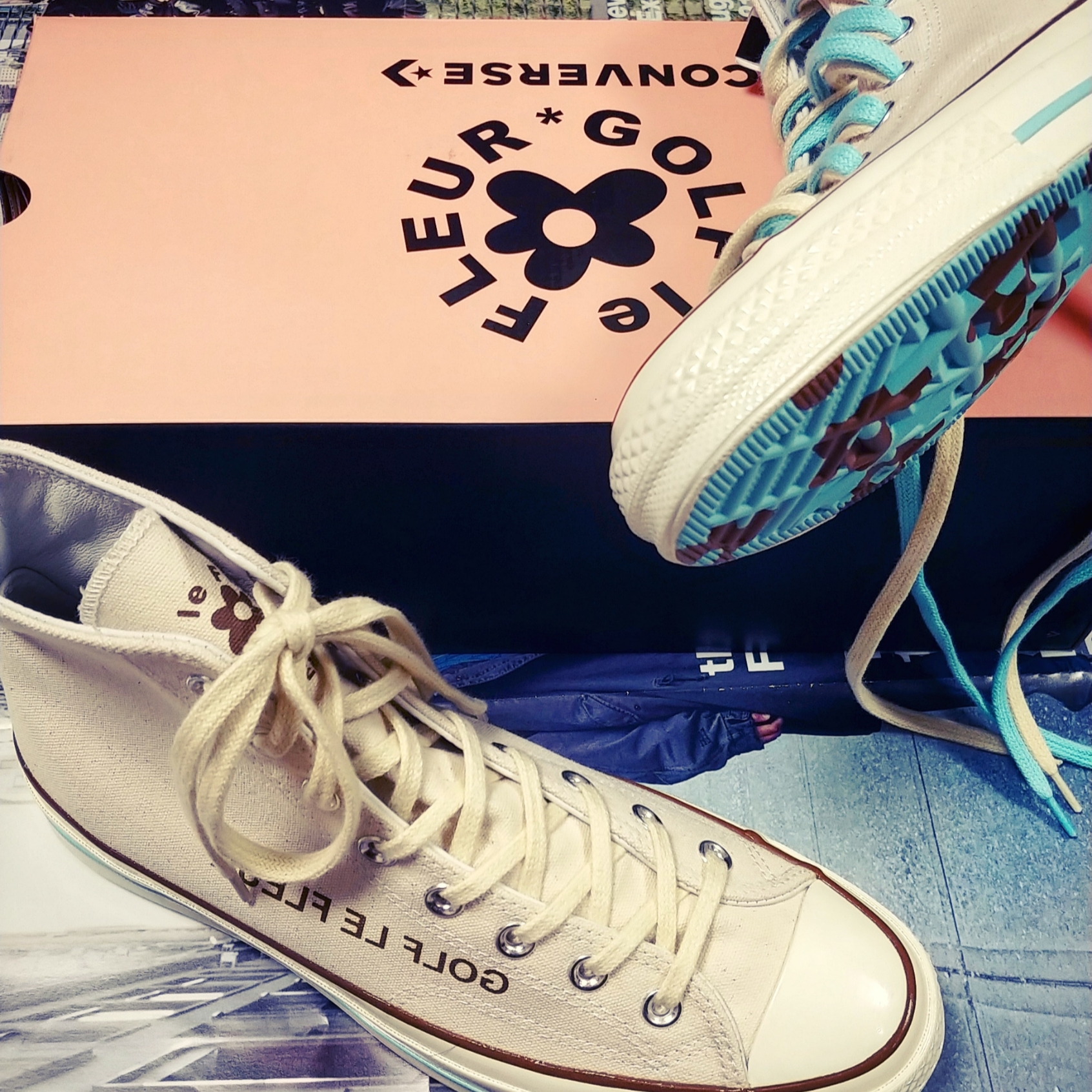 Converse x Golf le Fleur Chuck 70 Hi Parchment 착용 스타일