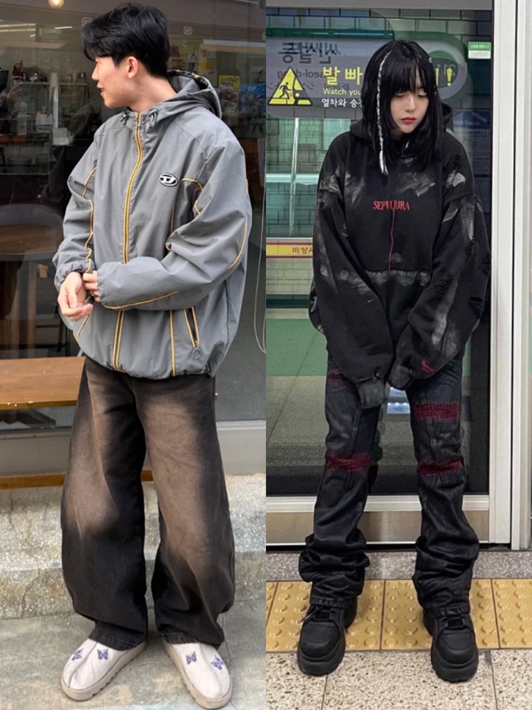 (W) Prada Suede Jacket Oak, Supreme Suede Visor Camp Cap Black - 23SS 착용 스타일 - 3