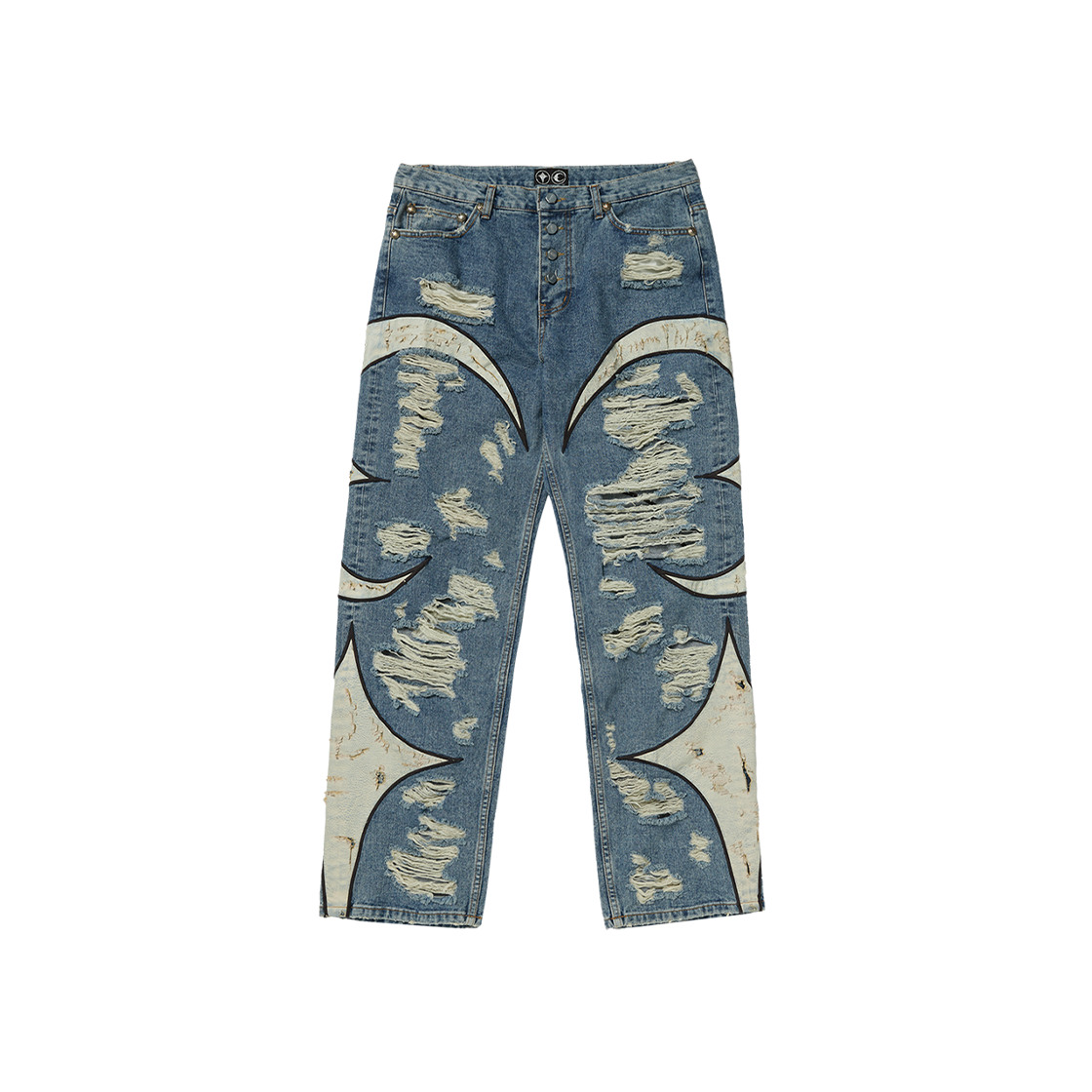 떠그 클럽 TC 레더 워싱 데님 팬츠 (워 버전) 블루 - 24FW(Thug Club TC Leather Washing Denim Pants (War Ver.) Blue - 24FW)
