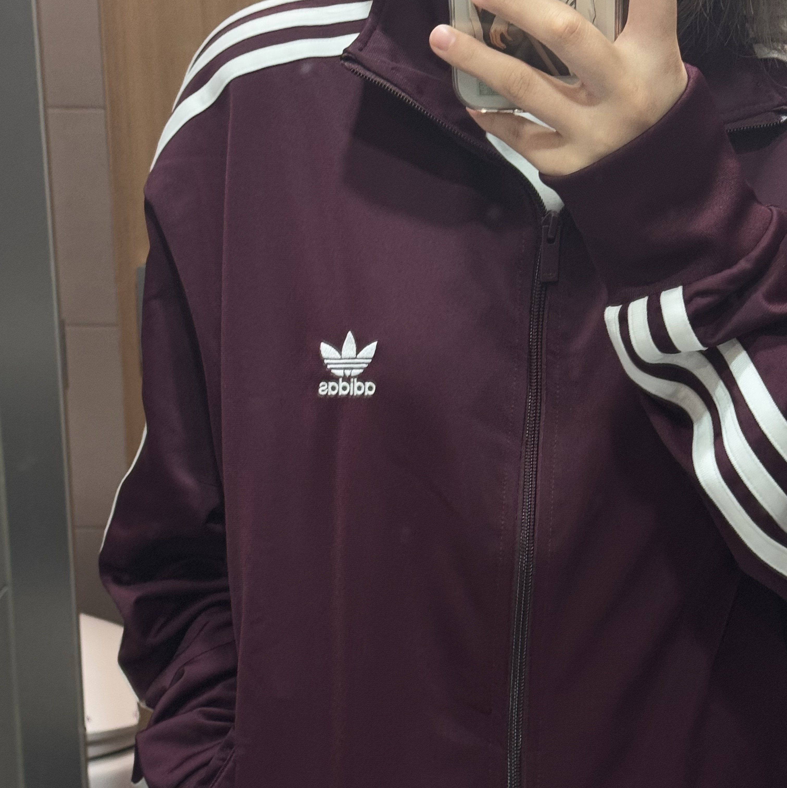 Adidas Adicolor Classic Firebird Track Top Maroon - KR Sizing 착용 스타일 - 2
