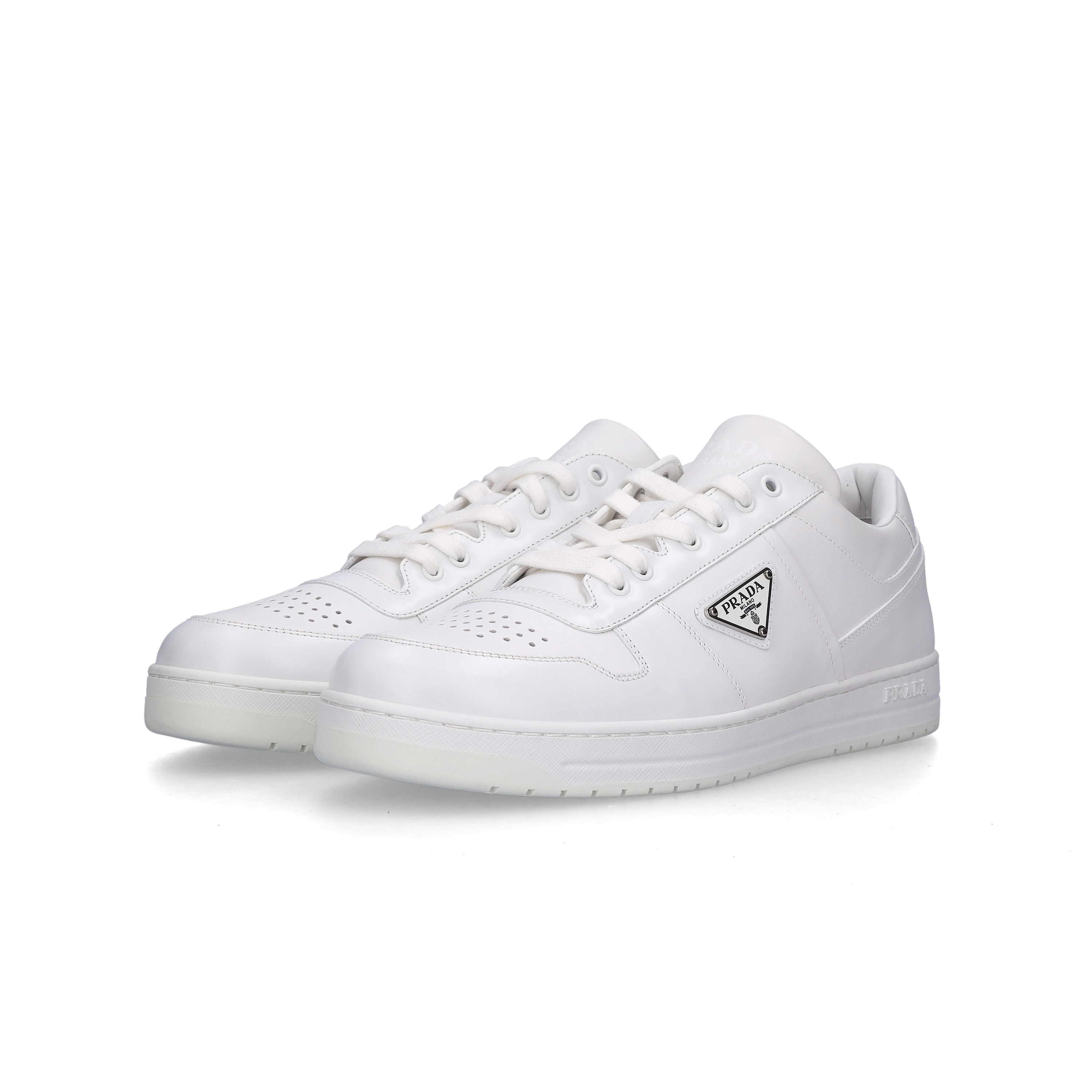 Prada Downtown Leather Sneakers White