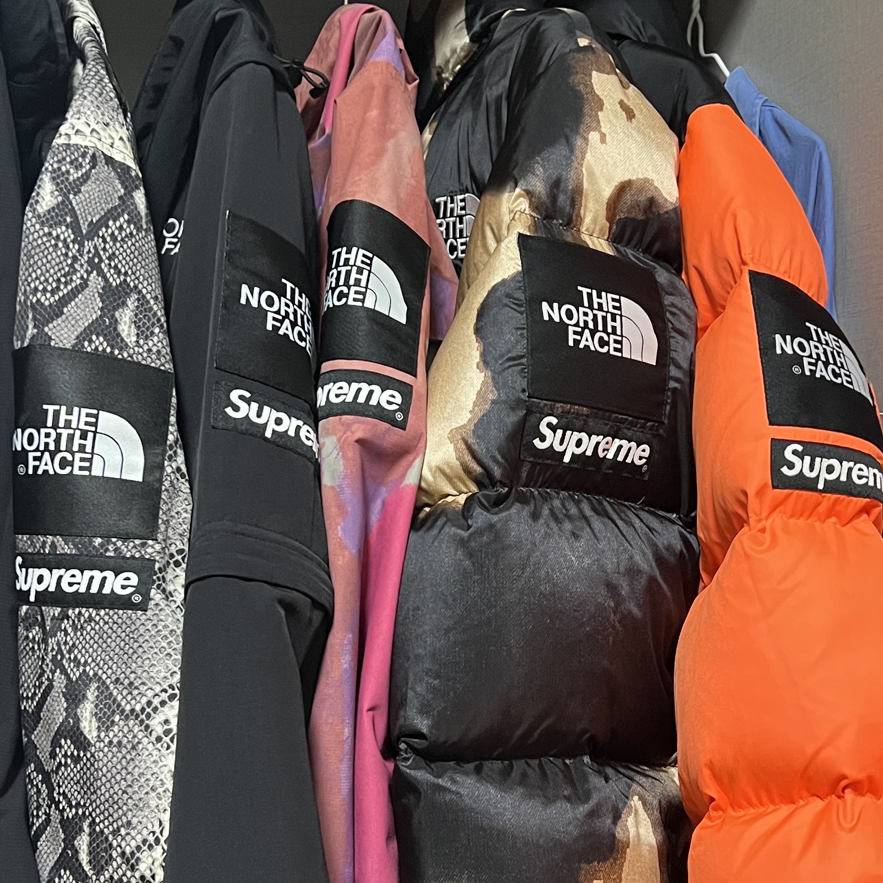 Supreme x The North Face Snakeskin Taped Seam Coaches Jacket Black - 18SS, Supreme x The North Face Cargo Jacket Multi-Color - 20SS 착용 스타일